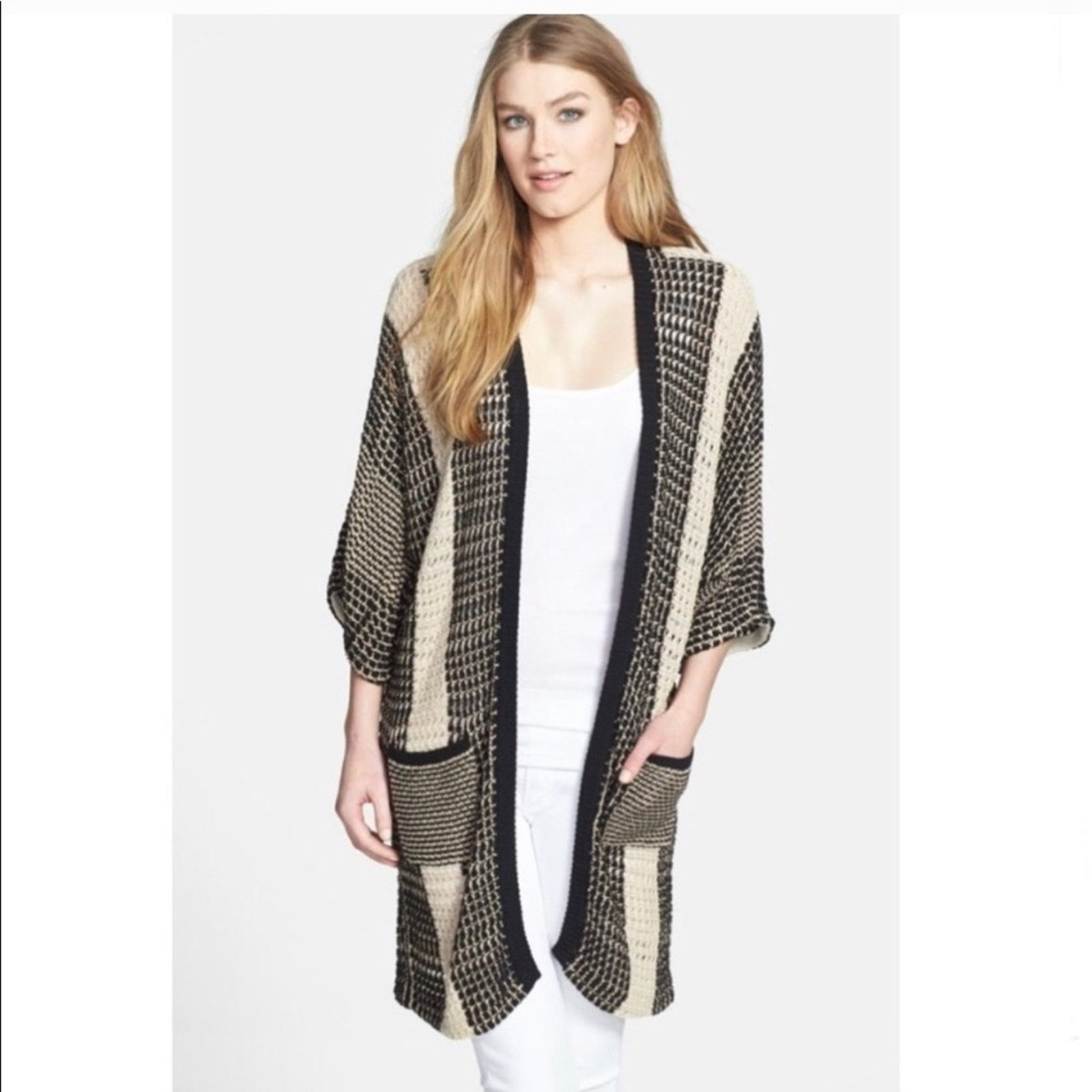 Lucky Brand Lucky Brand Glendora Grid Stitch long cardigan open knit S Size S / US 4 / IT 40 - 3 Thumbnail