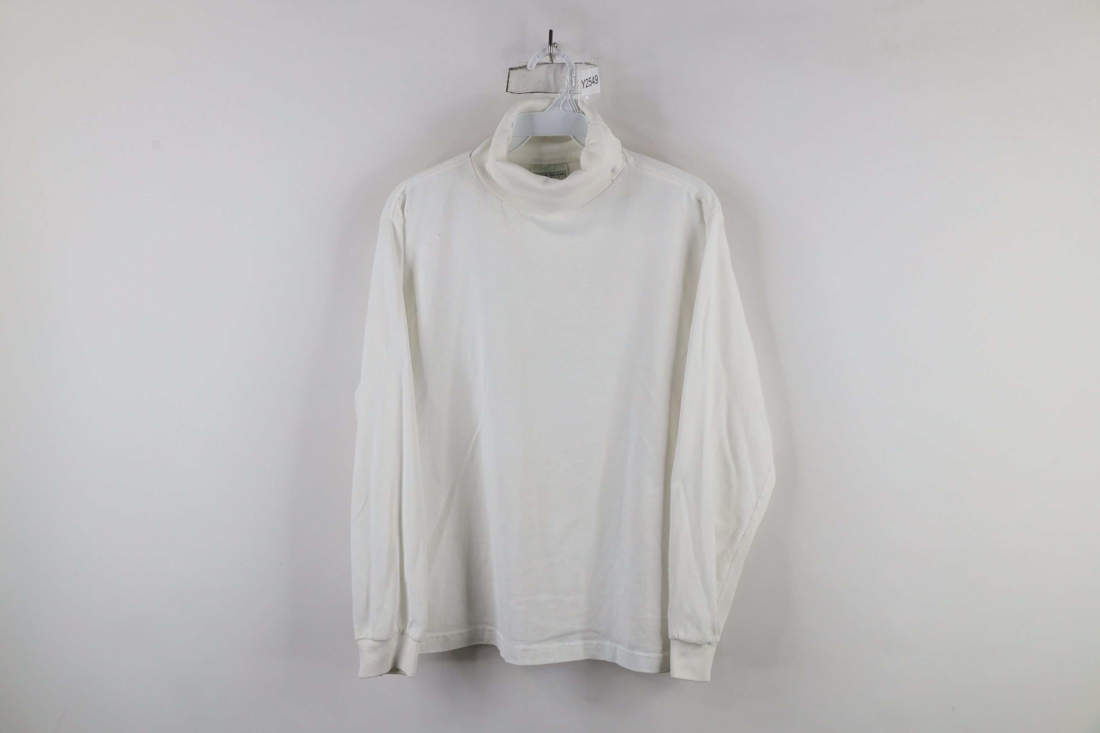 Vintage Vintage 90s Streetwear Blank Turtleneck T-Shirt White USA Size L / US 10 / IT 46 - 1 Thumbnail