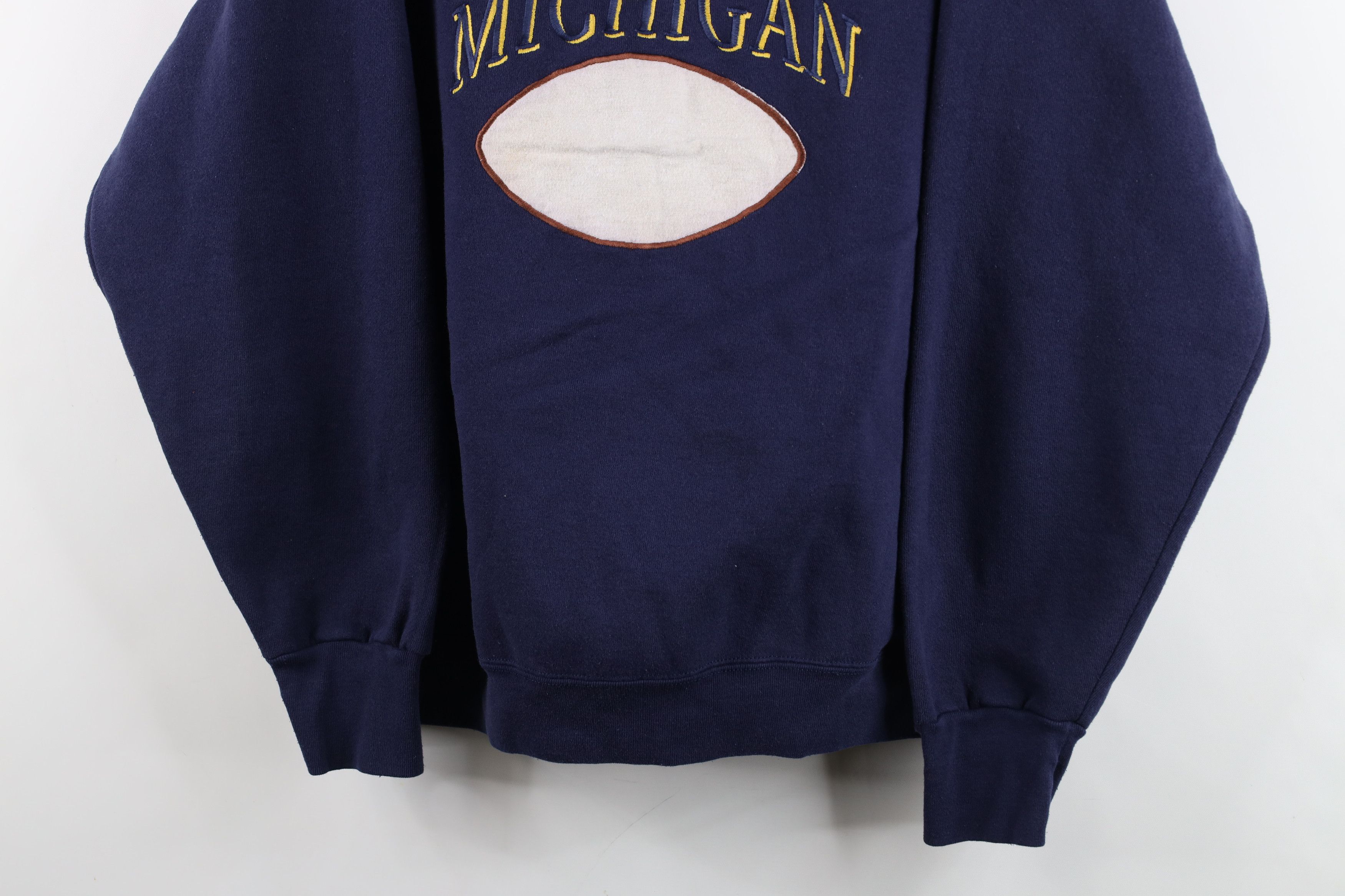 Vintage Vintage 90s University of Michigan Football Sweatshirt Blue Size US L / EU 52-54 / 3 - 3 Thumbnail