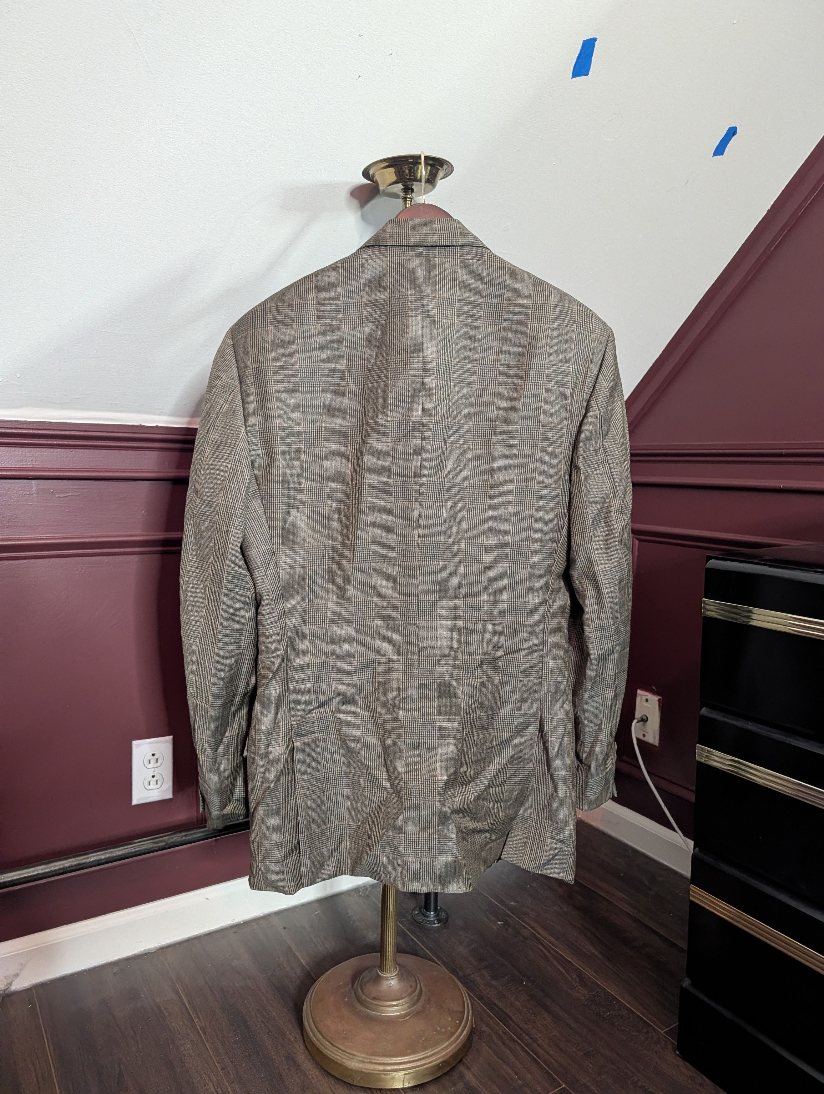 Valentino Houndstooth Plaid Saks Wool Italian Tailored Jacket 40L Size 40L - 7 Thumbnail