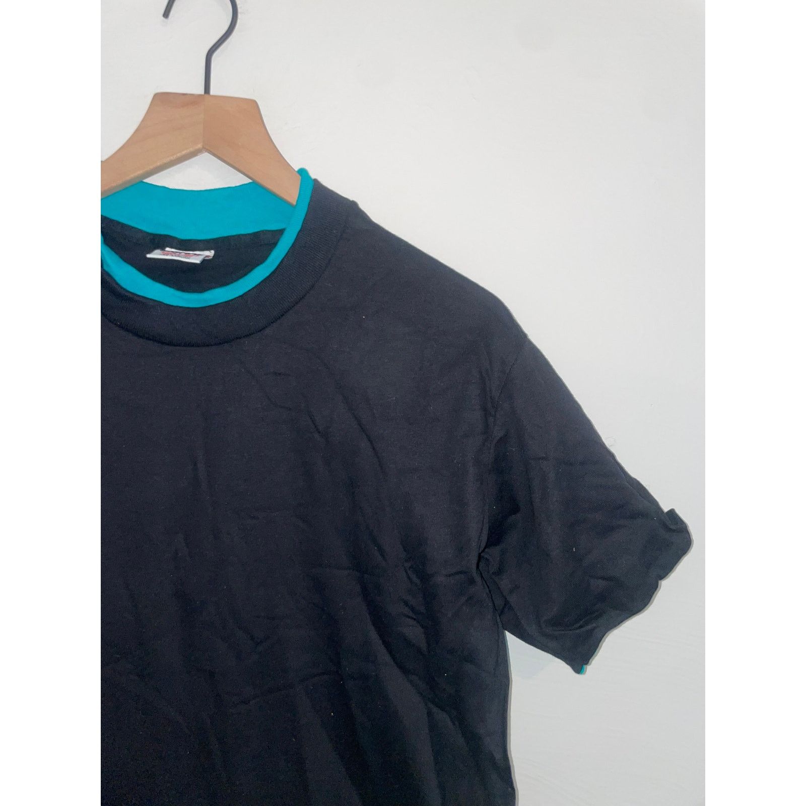 Vintage 90s Vintage Signal Mega-Tee Black Teal Shirt Blank VTG Small Size US S / EU 44-46 / 1 - 2 Thumbnail