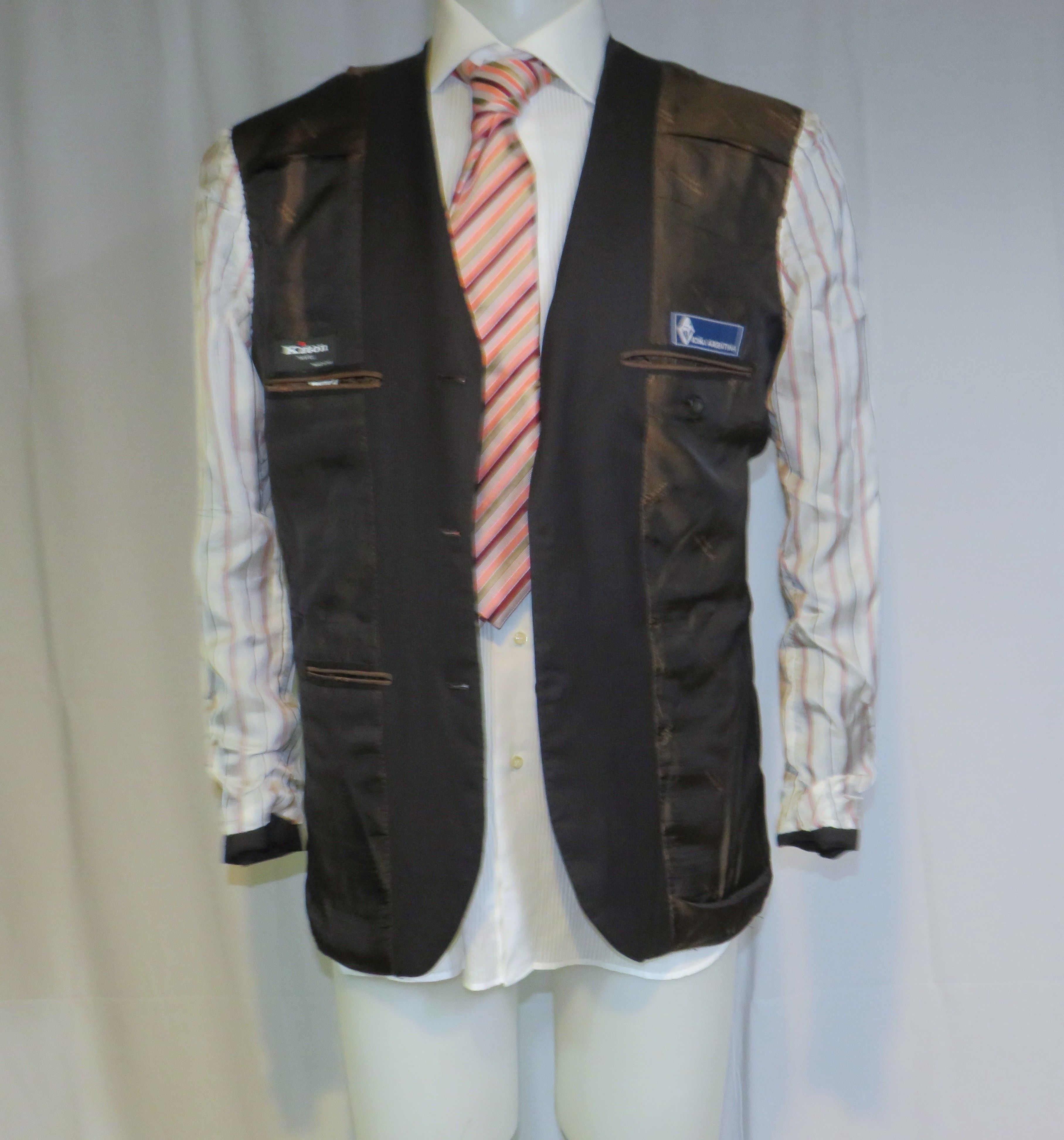 Kiton 8% Vicuna Argentina Dark Gray Stripe Three Roll Two Suit 42R Size 42R - 13 Thumbnail