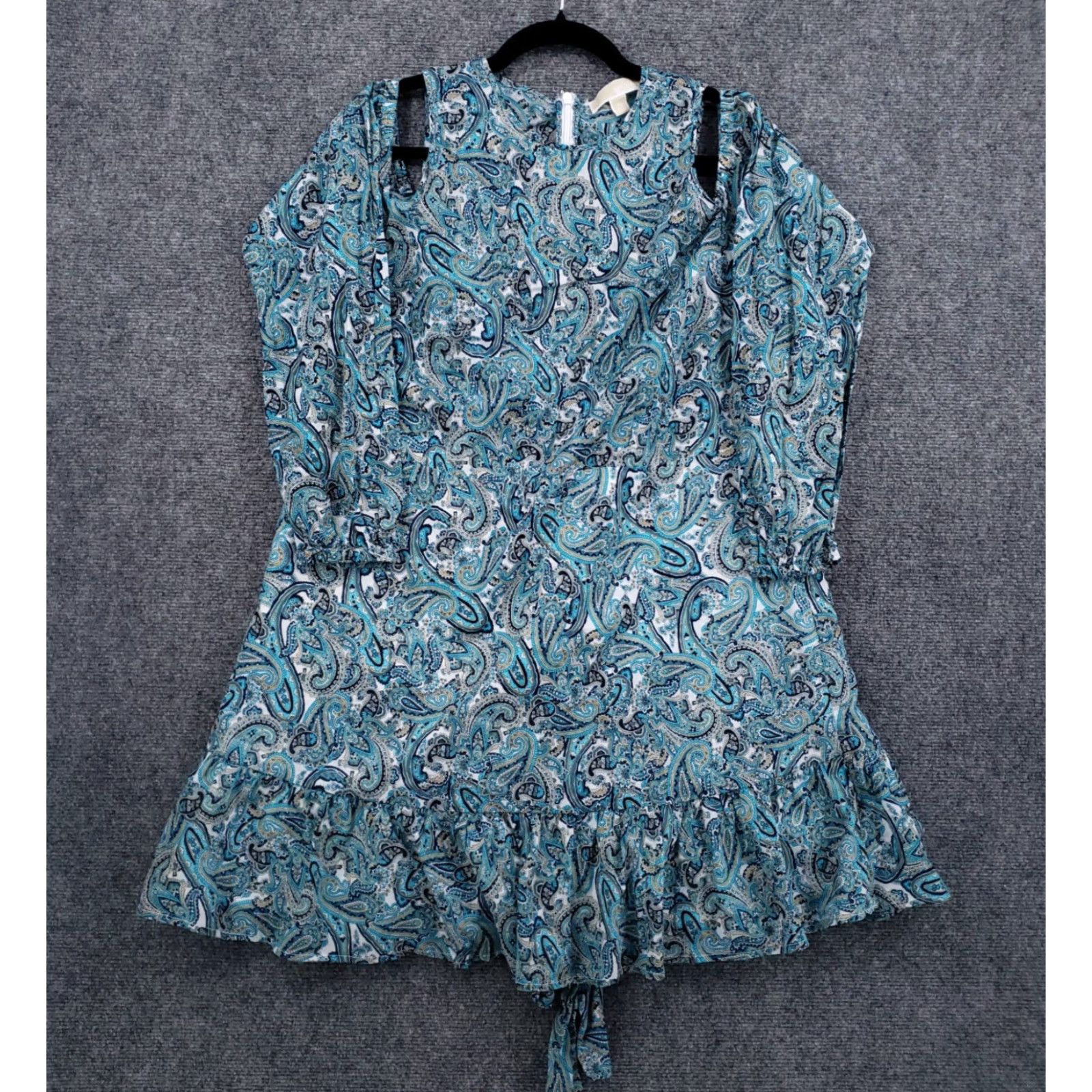 Michael Kors Michael Kors Paisley Cold Shoulder Dress Womens XL Blue Cotton Long Sleeve Mini Dress Size XL / US 12-14 / IT 48-50 - 2 Thumbnail
