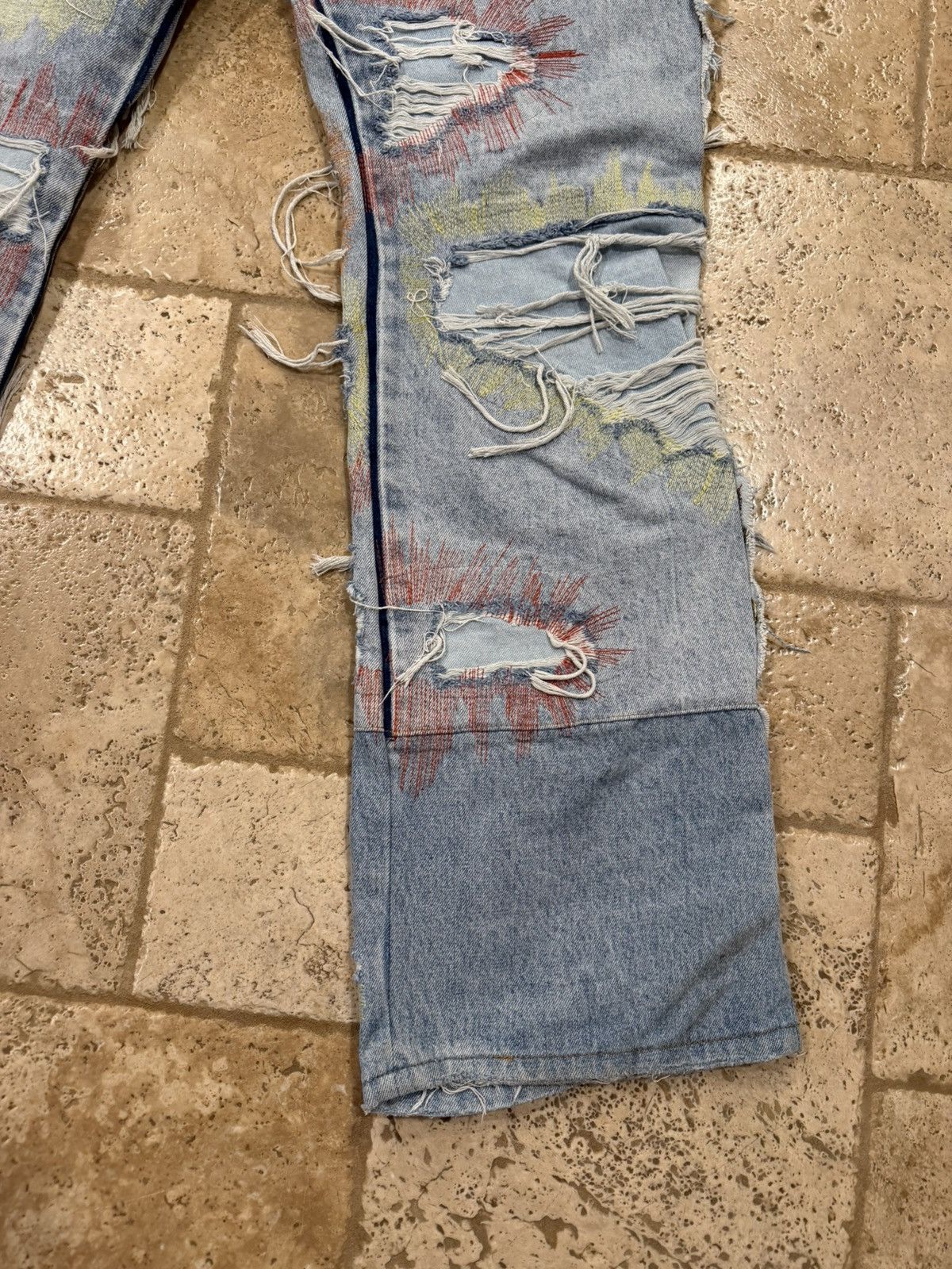 Who Decides War Who Decides War WDW Barrage Sky Indigo Patch Denim Jeans Size US 38 / EU 54 - 7 Thumbnail