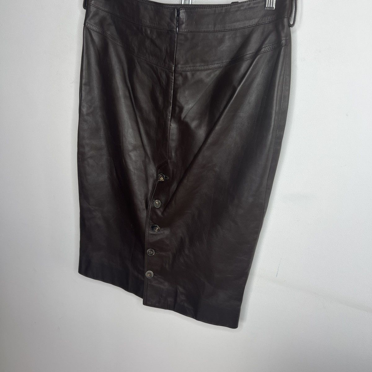 Dior Vintage 90s Christian Dior Leather Mini Skirt Old Money Size 27" / US 4 / IT 40 - 5 Thumbnail
