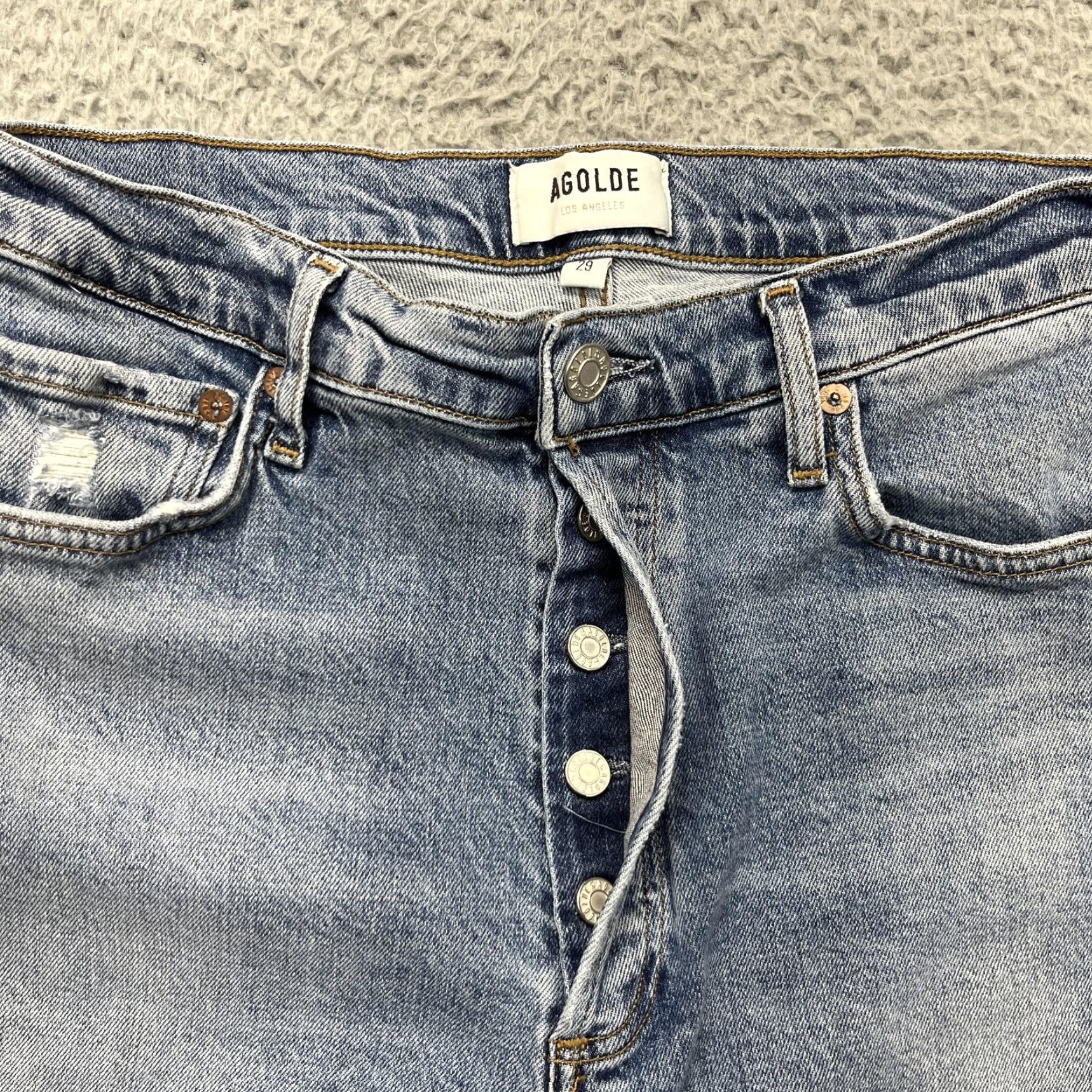 Agolde AGOLDE Nico Jeans Womens 29 Light Wash High Rise Slim Skinny Button Fly Denim Jeans Size 29" - 4 Thumbnail