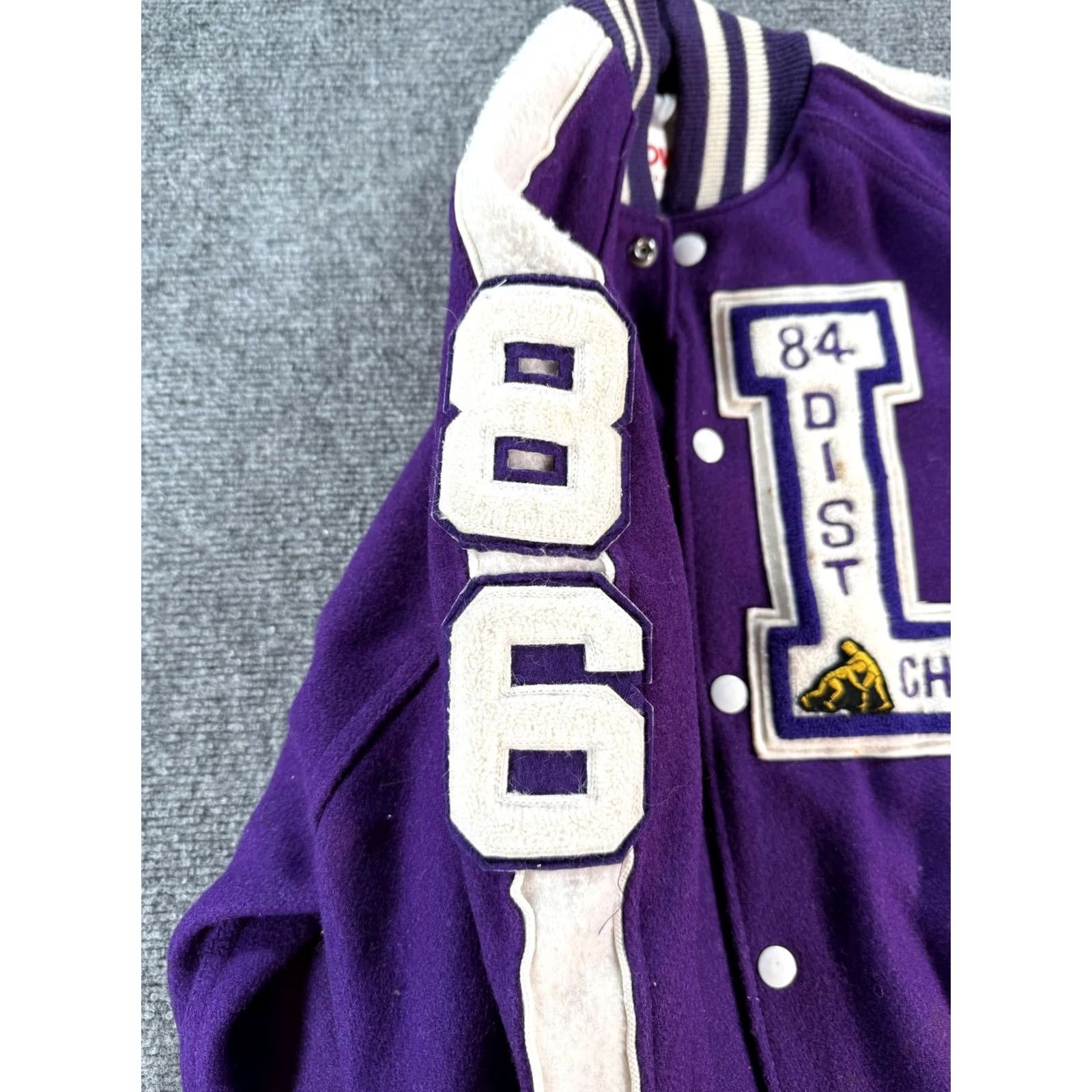 Holloway Vintage Holloway Varsity Jacket Mens 38 Purple LHS Wrestling Letterman 80s Logo Size US XXS / EU 40 - 6 Thumbnail