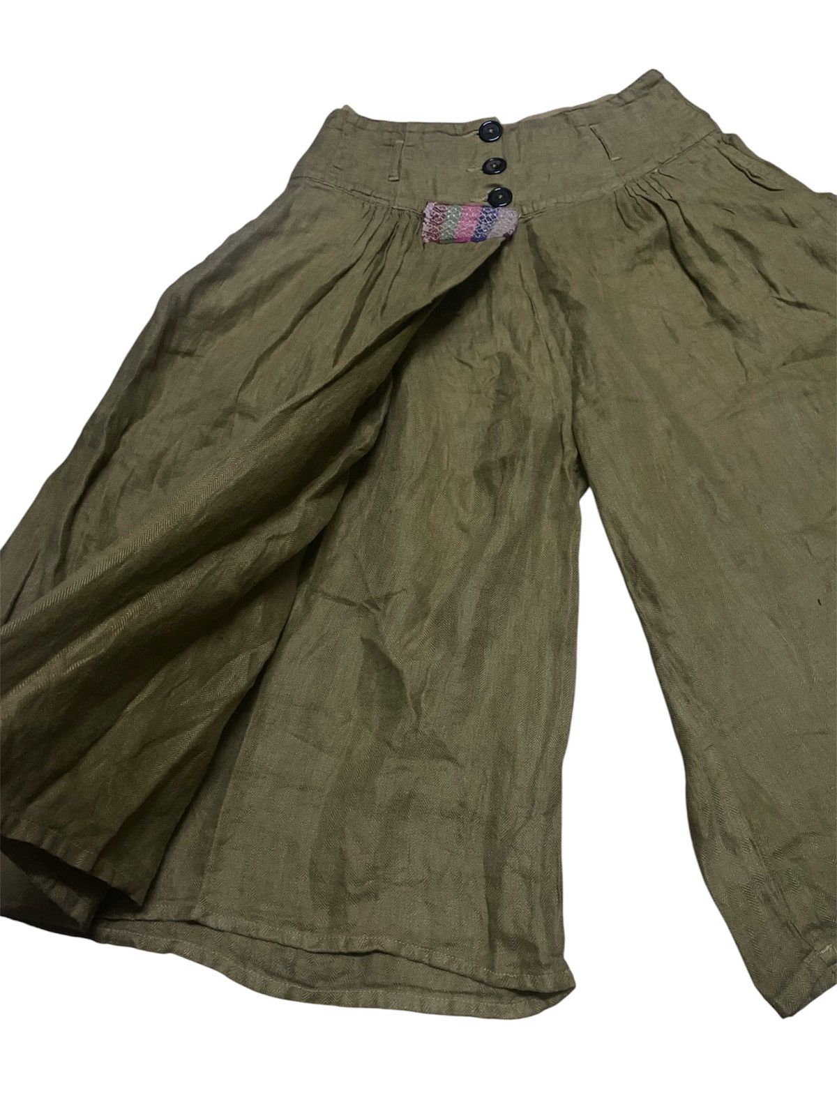 Kapital Kapital Side Button Back Patchwork Wide Legs Crop Pants Size 28" / US 6 / IT 42 - 5 Thumbnail