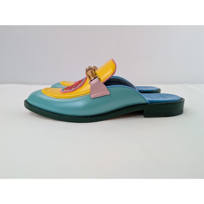 Casablanca o1rshd1 Leather Memphis Mule Slipper Sandal in Mint / Yellow Size US 11 / EU 44 - 9 Thumbnail