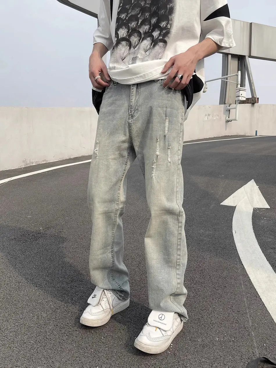 Japanese Brand Straight and loose washed distressed jeans Size US 30 / EU 46 - 5 Thumbnail