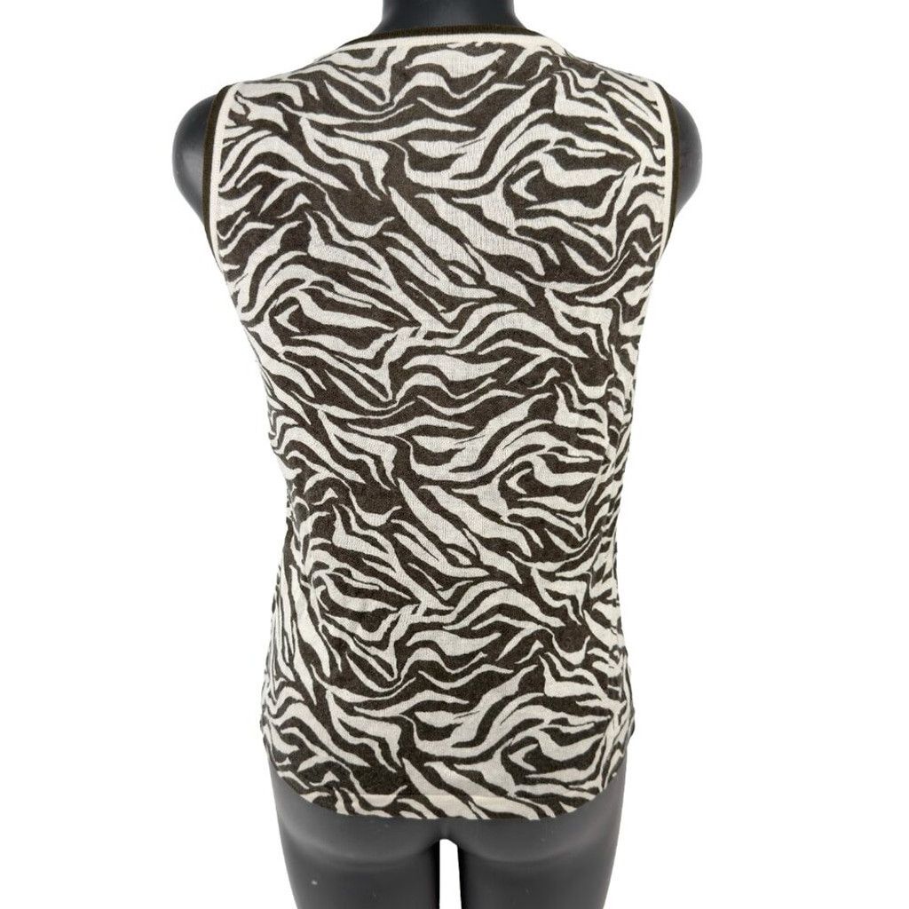 Jones New York JONES NEW YORK COLLECTION Linen Tiger Beige Cami Tank Top L Size L / US 10 / IT 46 - 3 Thumbnail