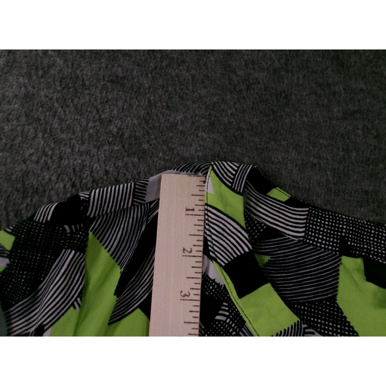 Alfani Alfani Blouse Womens XL Printed Geometric Peplum Elastic Waist 3/4 Sleeve Green Black Size XL / US 12-14 / IT 48-50 - 5 Thumbnail