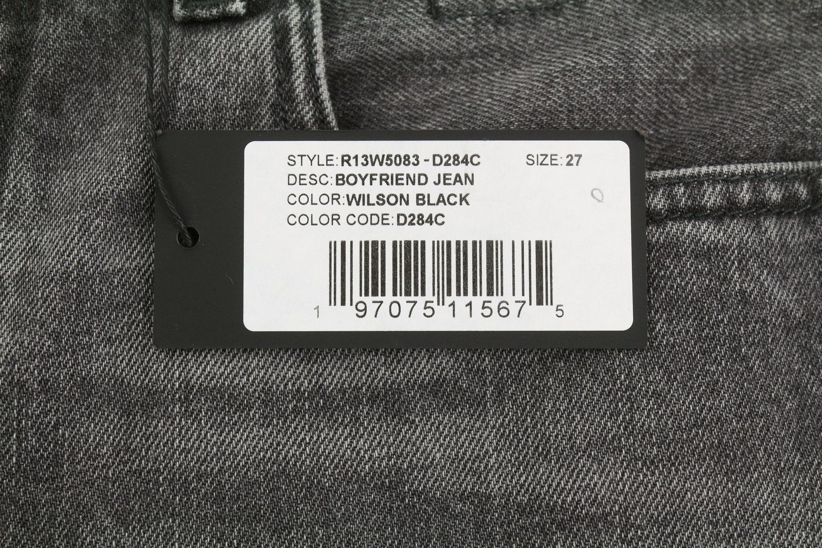 R13 BOYFRIEND 27 Wilson Black Whiskers Faded Ankle PS25 86678 Size 27" / US 4 / IT 40 - 6 Thumbnail