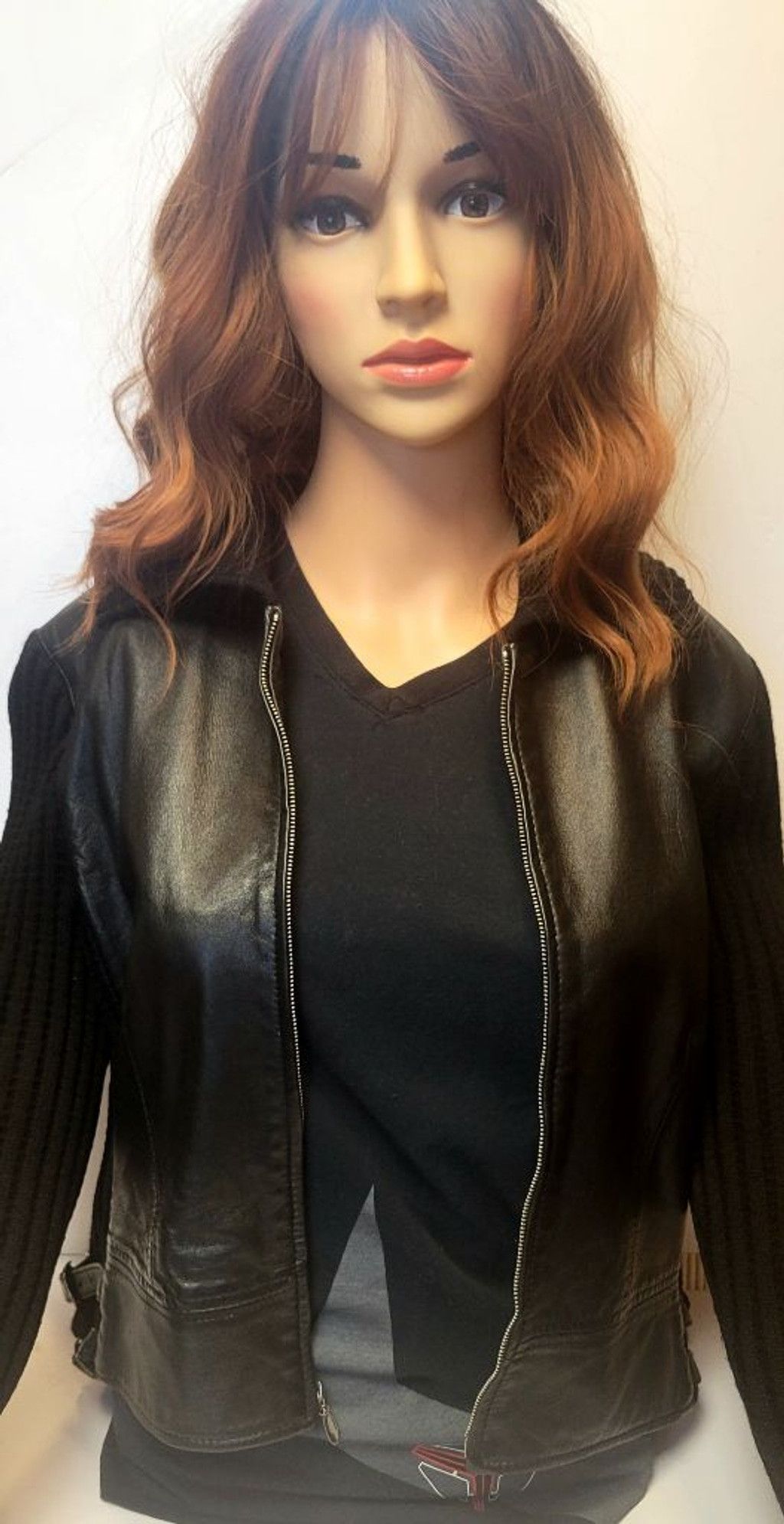 Other RARE Vintage Carlisle Black Leather Moto Jacket Ribbed Wool Size M / US 6-8 / IT 42-44 - 1 Thumbnail
