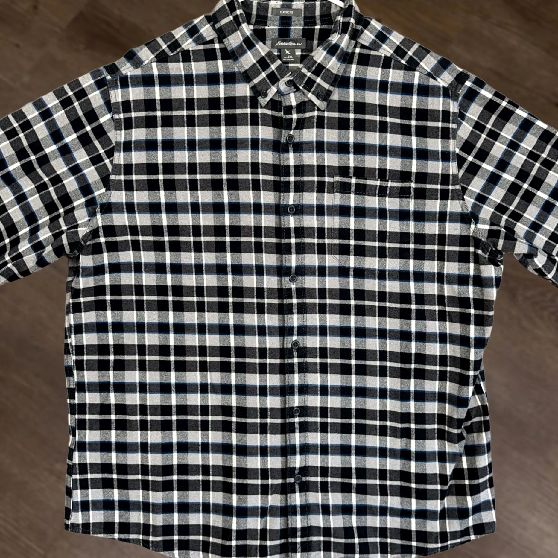 Eddie Bauer Eddie Bauer Shirt Mens 2XL Black Grey Classic Fit Flannel Plaid Button Down EUC Size US XXL / EU 58 / 5 - 1 Thumbnail