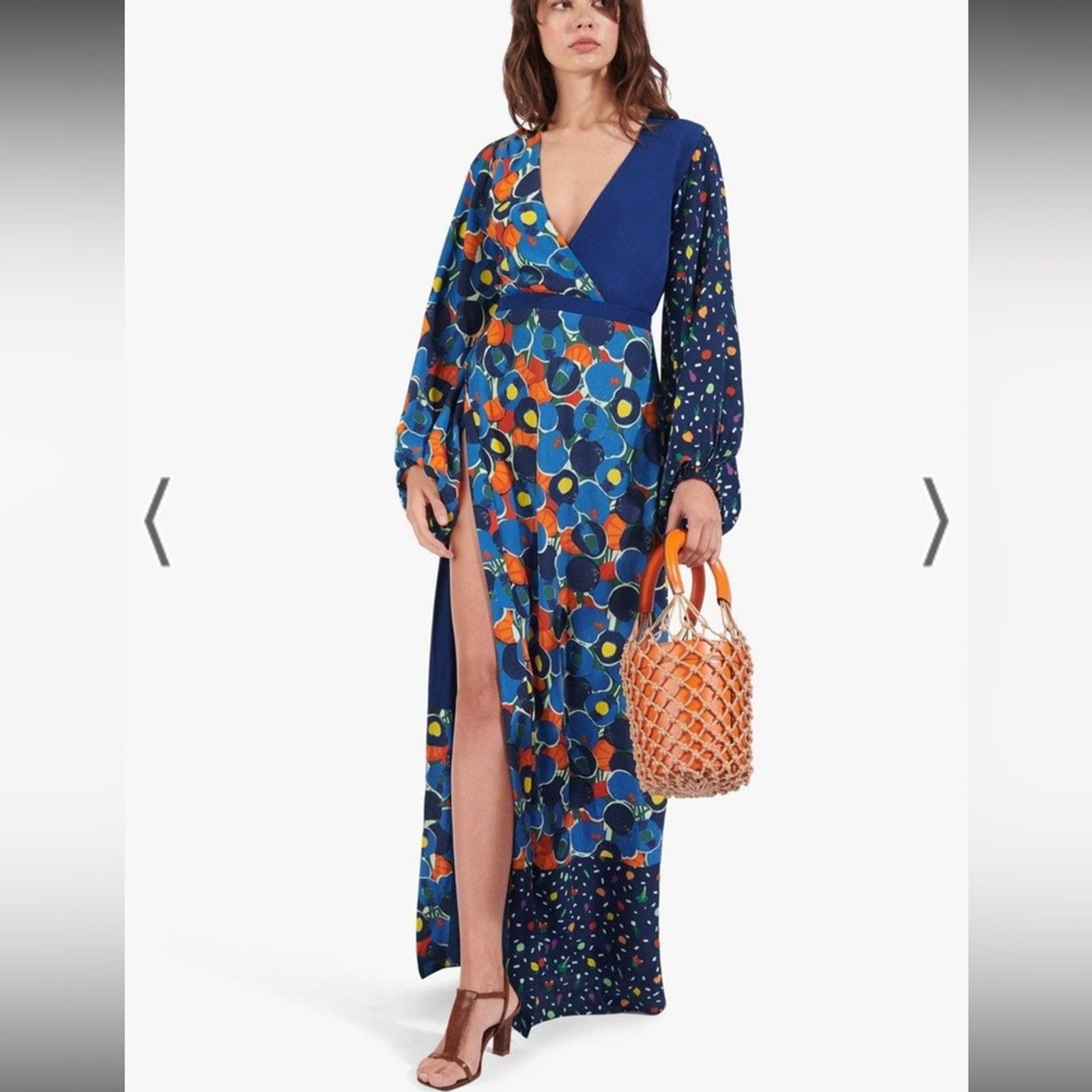 Staud Staud Vague Patchwork Maxi Dress - Size 2 - Blue Size XS / US 0-2 / IT 36-38 - 2 Thumbnail