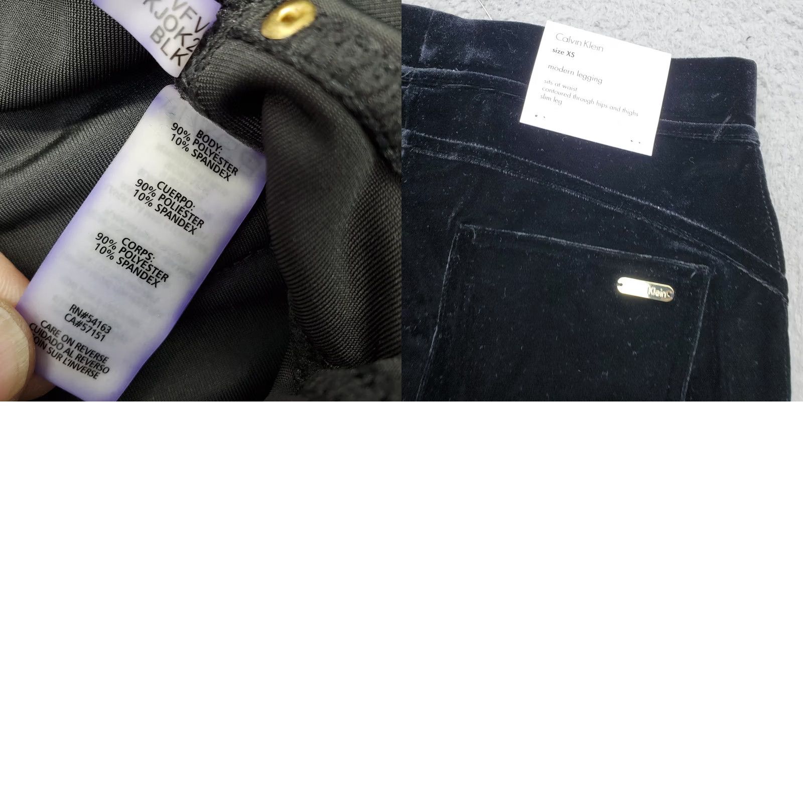Calvin Klein Calvin Klein Womens XS Black Velvet Leggings Modern Stretch Slim Fit M7VFV894 Size 26" / US 2 / IT 38 - 8 Thumbnail
