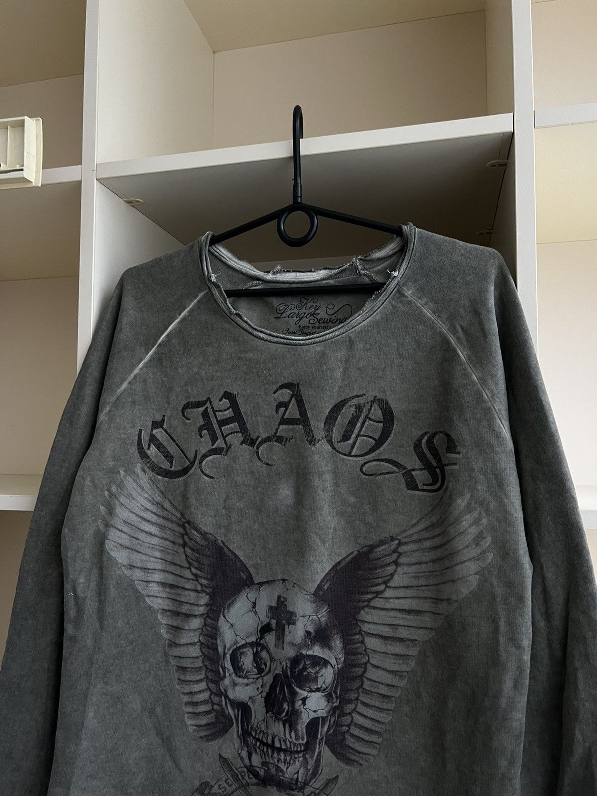 Vintage Y2K Key Largo CHAOS Skull Long Sleeve T-Shirt Size US M / EU 48-50 / 2 - 3 Thumbnail
