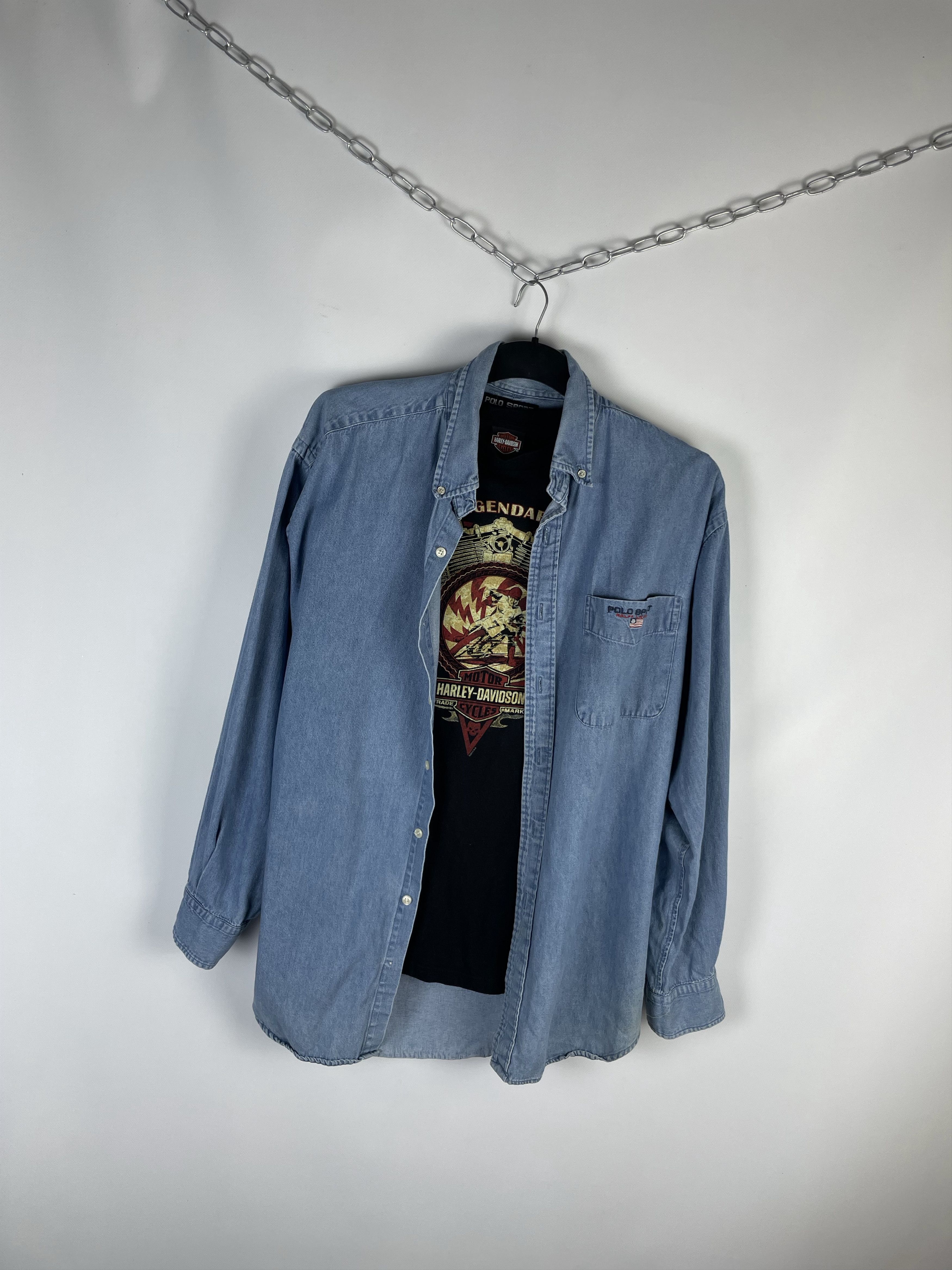 Polo Ralph Lauren Polo Ralph Lauren Vintage Mens Denim Shirt Size US L / EU 52-54 / 3 - 2 Thumbnail