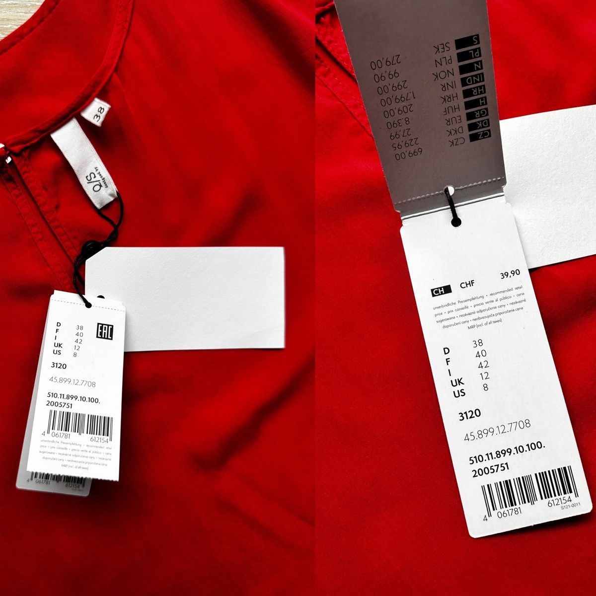 Other Q/S Red Modal Blouse Size M / US 6-8 / IT 42-44 - 5 Thumbnail