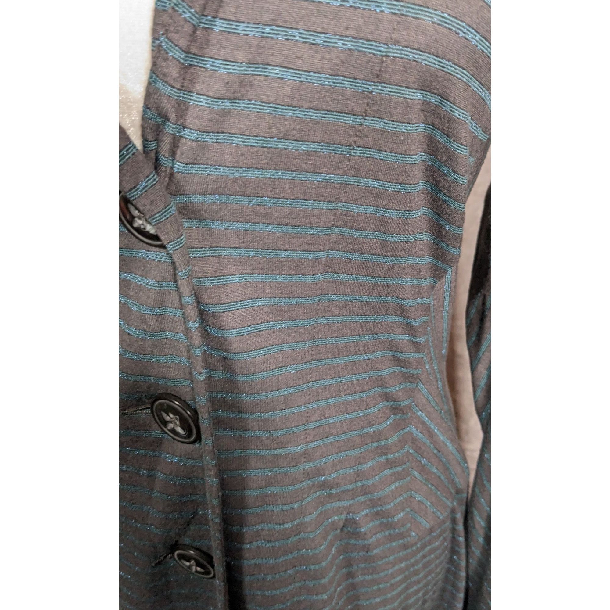 Other Sandwich_ Dark Grey And Metallic Blue Striped Button Up Swea Size M / US 6-8 / IT 42-44 - 3 Thumbnail