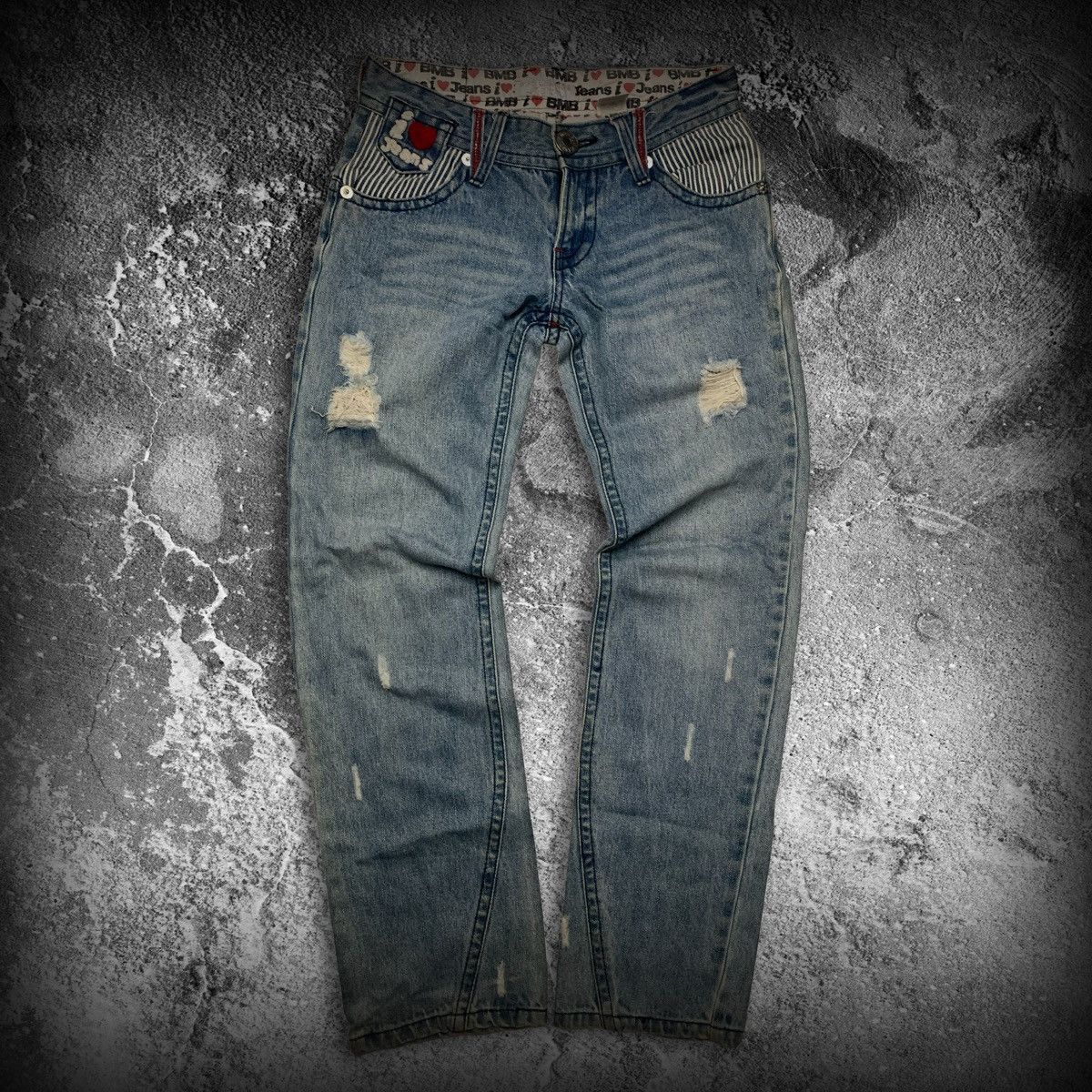 Blue Blue Japan Blue Moon Blue BMB Heart Logo Denim Jeans Y2K Distressed Size 26" / US 2 / IT 38 - 1 Thumbnail