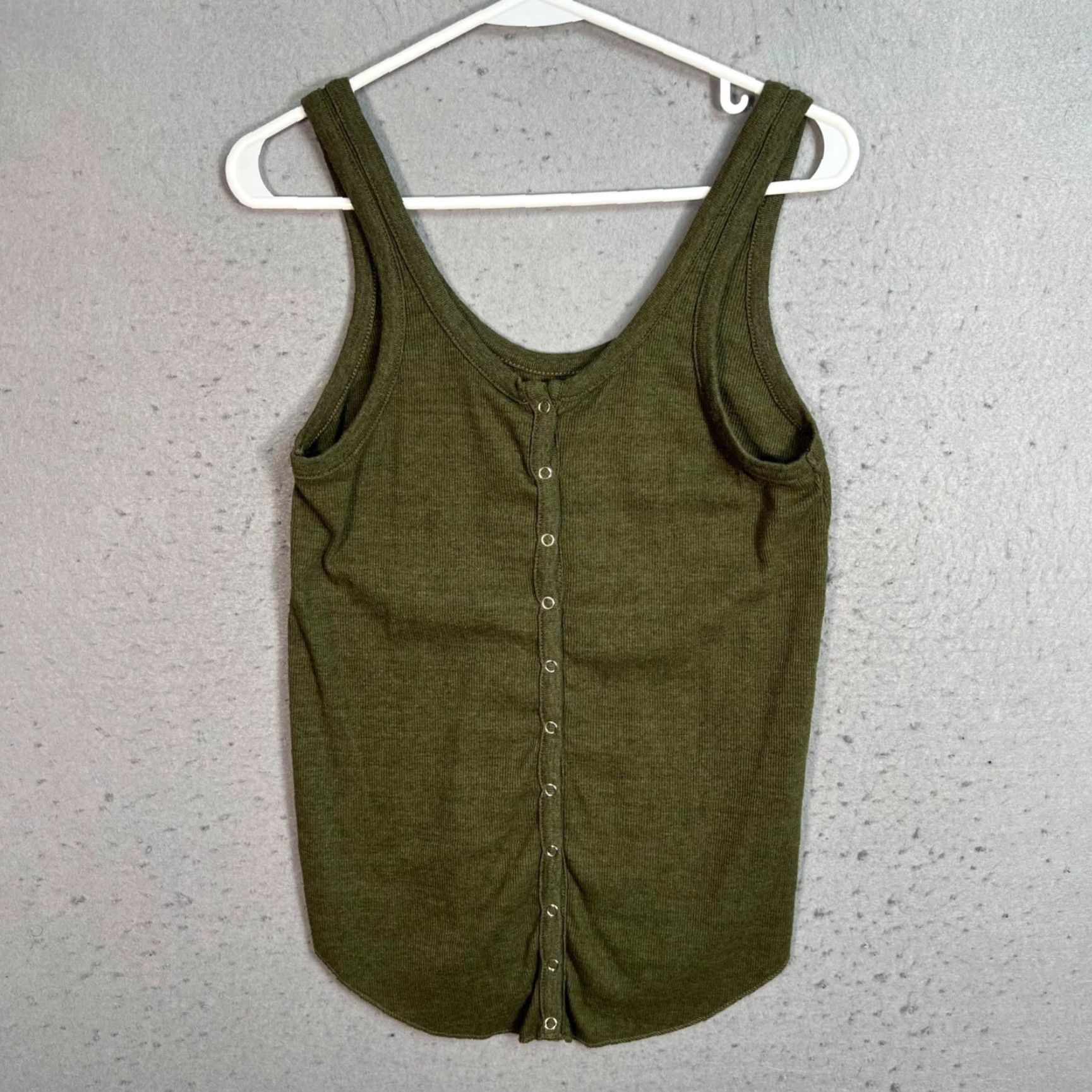 Vintage Chaser Tank Shirt Olive Green Ribbed Button-Front Large Womens Size L / US 10 / IT 46 - 2 Thumbnail
