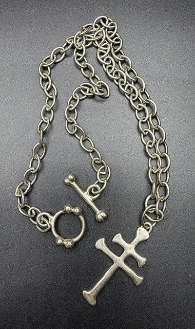 Robert Lee Morris RLM Robert Lee Morris 1980s Sterling Silver Cross Necklace Size ONE SIZE - 1 Thumbnail