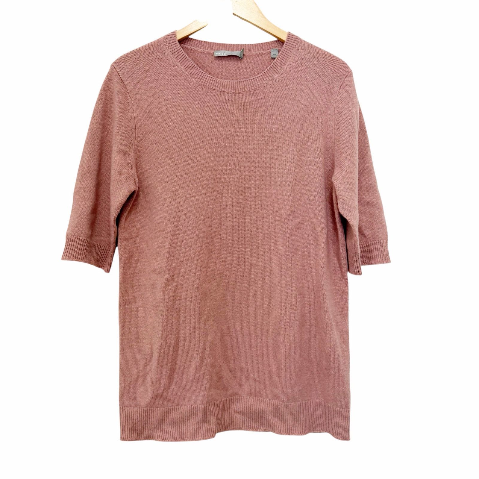 Vince Vince Pink Elbow Sleeve 100% Cashmere Tunic Sweater Sz L Size L / US 10 / IT 46 - 1 Thumbnail