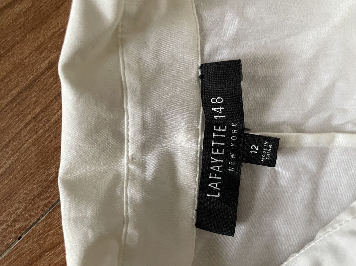 Lafayette 148 Lafayette 148 Plain White Blouse Size XL / US 12-14 / IT 48-50 - 3 Thumbnail