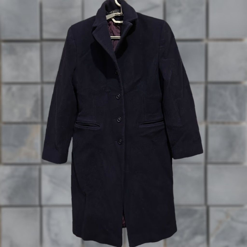 Vintage VINTAGE Kristen Blake Coat Long Wool Dark Blue 6 Women Button Closure Trench Solid Minimalist Dark Academia Size M / US 6-8 / IT 42-44 - 1 Thumbnail