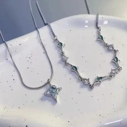 Jewelry Unisex Korean fashion star pendant double layer rhinestone Size ONE SIZE - 3 Thumbnail