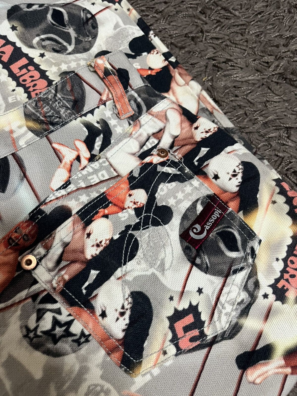Japanese Brand 1990s Casoppi wrestling lucha libre allover printed #F2 Size US 29 - 5 Thumbnail