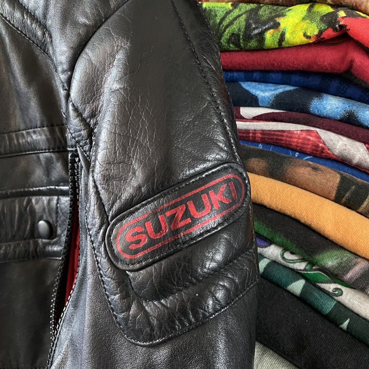 Vintage Vintage Suzuki Leather Jacket Motorcycle Biker 1990s Grunge Size M / US 6-8 / IT 42-44 - 4 Thumbnail