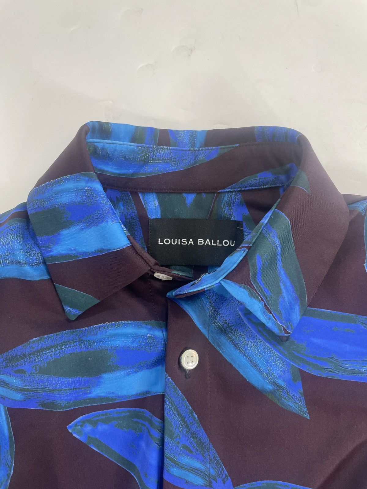 Louisa Ballou Black & Blue Button Down Shirt Dress - Blue Orchid Size M / US 6-8 / IT 42-44 - 3 Thumbnail