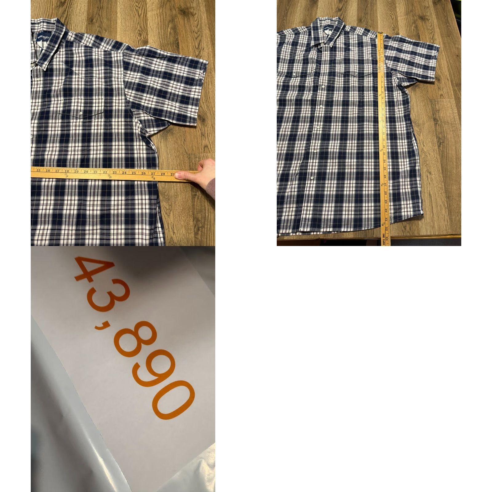 Wrangler VINTAGE? Western Wrangler Shirts Men's 3XLT Blue White Short Sleeve Button Up Plaid Shirt Womens? Size US XXL / EU 58 / 5 - 8 Thumbnail