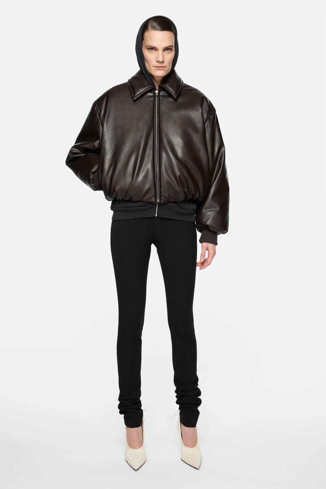 Acne Studios Acne Studios Coated Bomber Jacket – Dark Brown Size L / US 10 / IT 46 - 3 Thumbnail