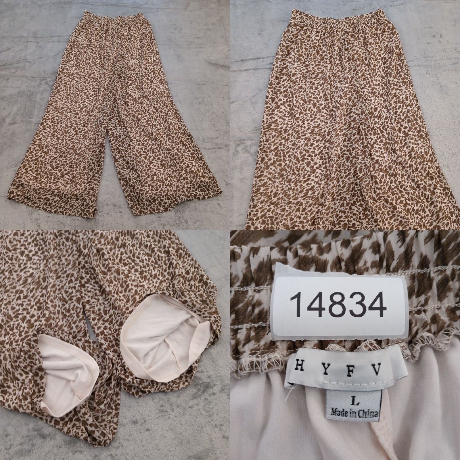 Vintage HYFVE Pants Womens Large Brown Animal Print Wide-Leg Pull On Lined 28x30 Size 36" / US 14 / IT 50 - 8 Thumbnail