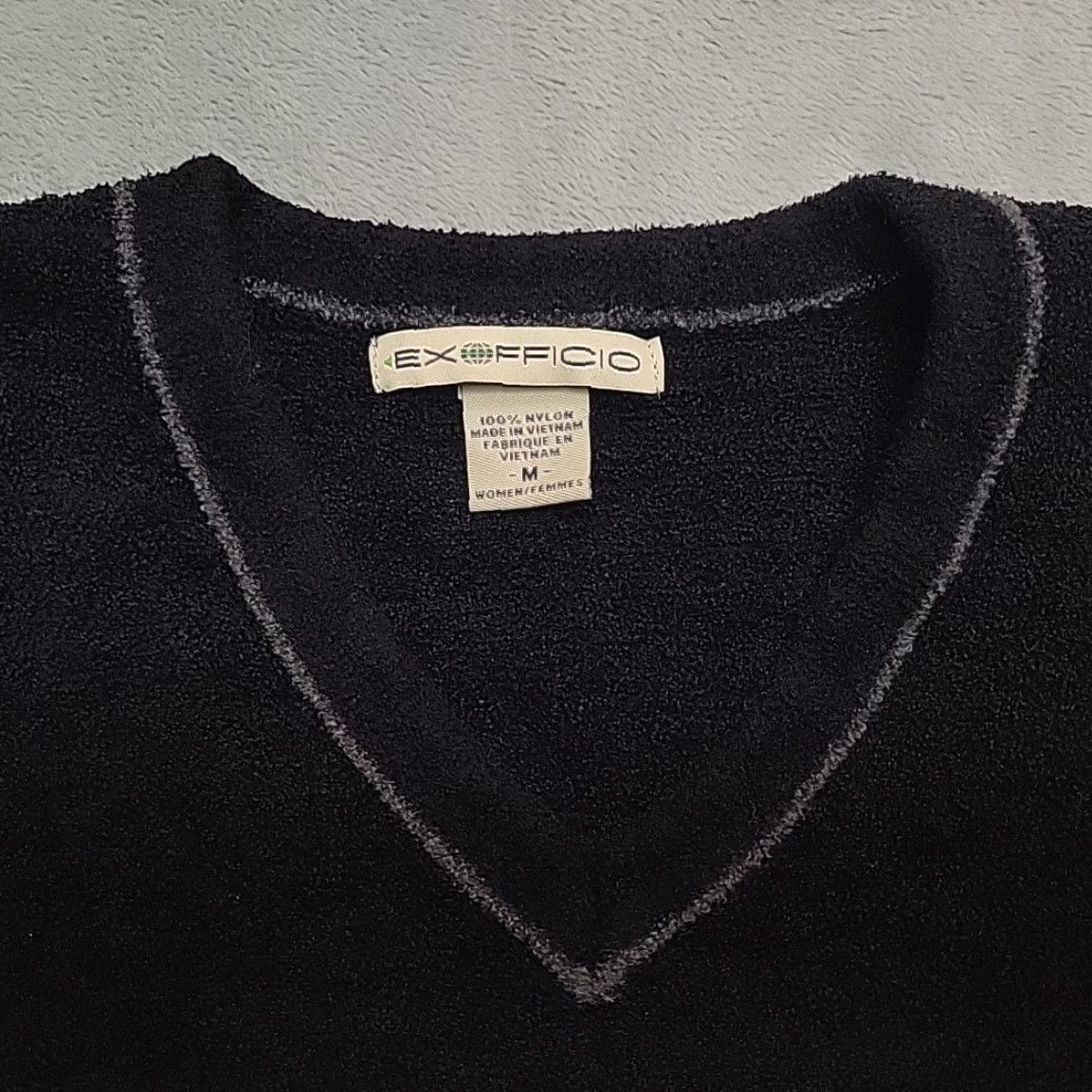 ExOfficio VINTAGE ExOfficio Sweater Womens M Black Stripe V Neck Nylon Travel Knit Soft Outdoor Size M / US 6-8 / IT 42-44 - 2 Thumbnail