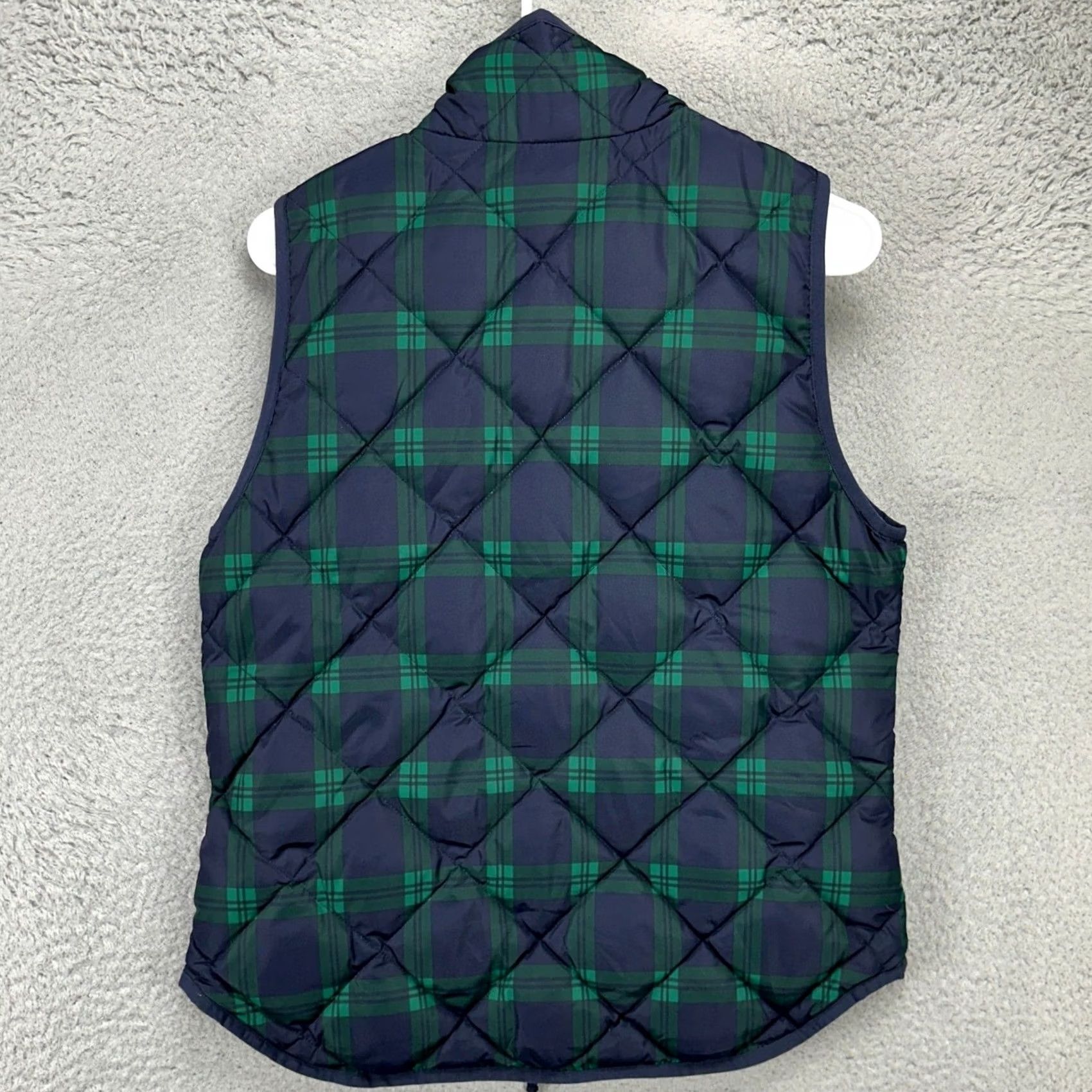 J.Crew J. Crew Vest Puffer Down Women Small Navy Blue Green Plaid Full Zip Sleeveless Vestway Size S / US 4 / IT 40 - 3 Thumbnail