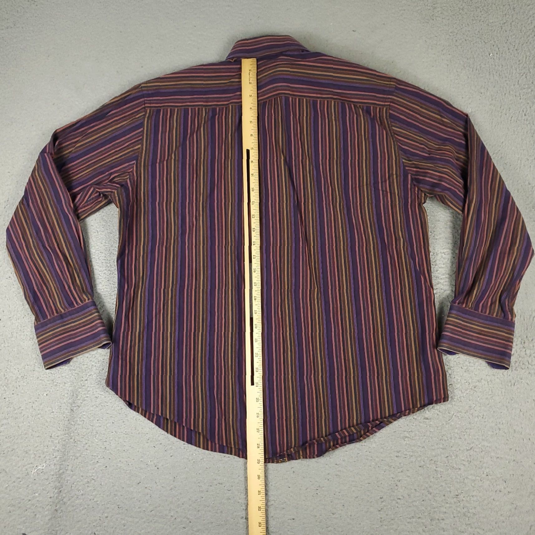 Robert Graham VINTAGE Robert Graham Shirt Mens Large Purple Red Striped Button-Up Long Sleeve – Regular Fit, Cotton, Classic American Style, 90s/Preppy, Mens Size US L / EU 52-54 / 3 - 6 Thumbnail