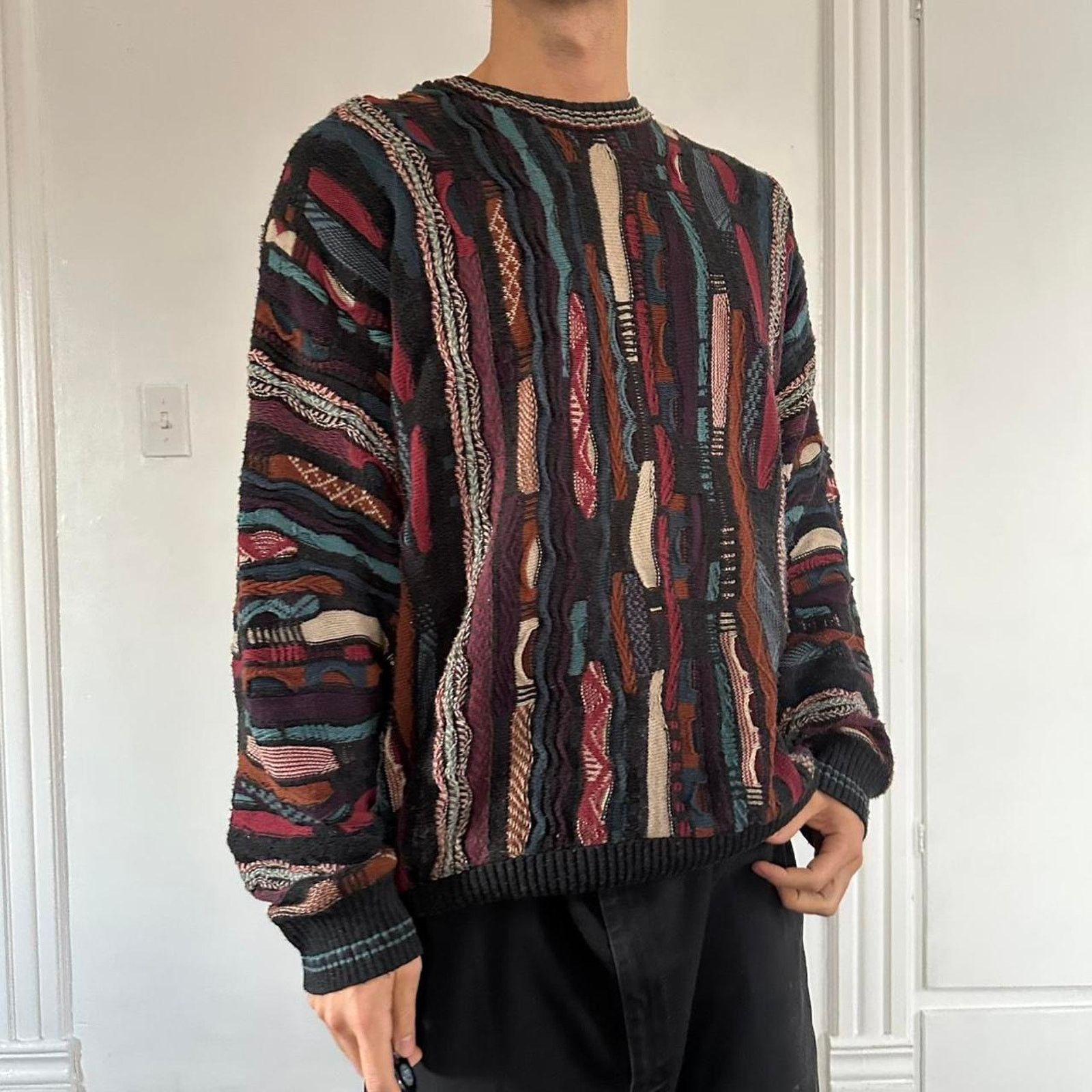 Coogi × Vintage Coogi Style Vintage Cardigan Knit 3D Sweater