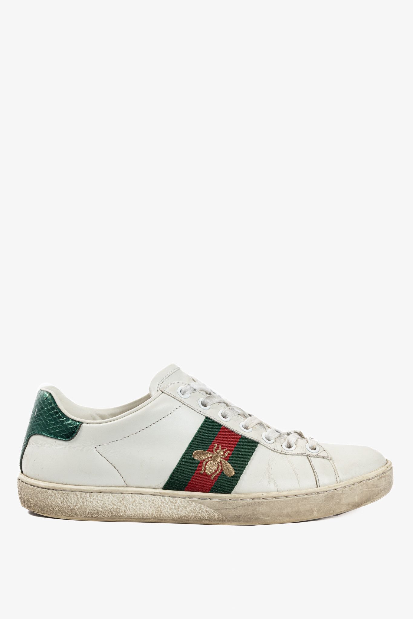 Gucci Gucci Ace Bee White Leather Lace-Up Sneakers Size US 6.5 / IT 36.5 - 1 Thumbnail