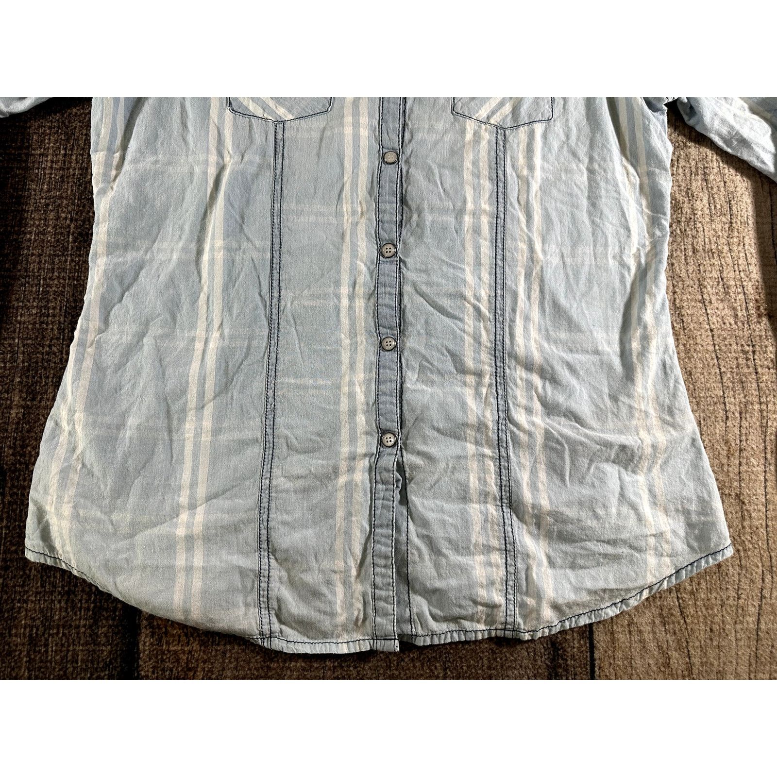 Harley Davidson Harley Davidson Womens Blue Large Button Down Pocket Shirt Size L / US 10 / IT 46 - 6 Thumbnail