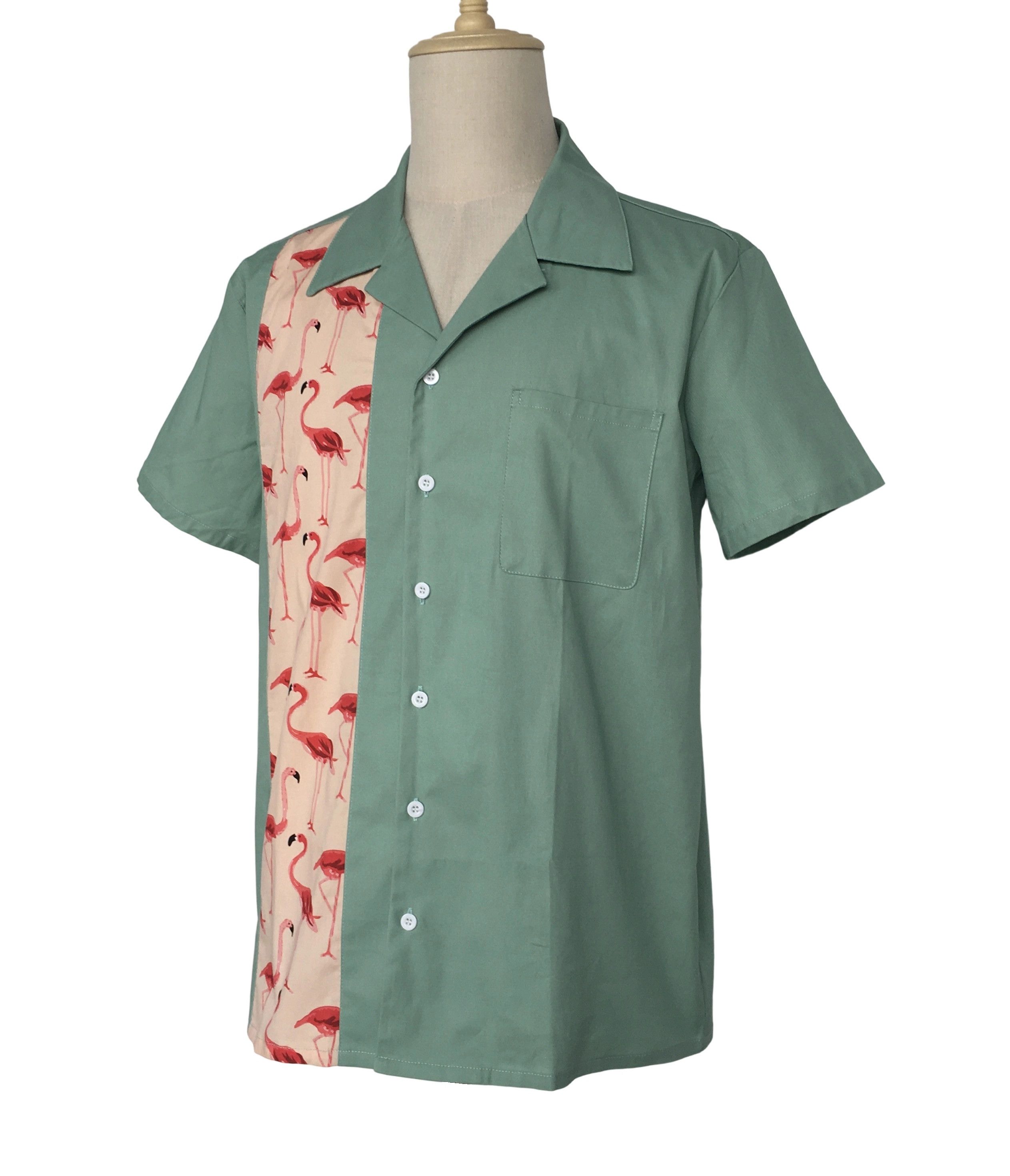 Other Mint Green Bowling Shirts Flamingo Panel Vintage Style Size US XXL / EU 58 / 5 - 2 Thumbnail