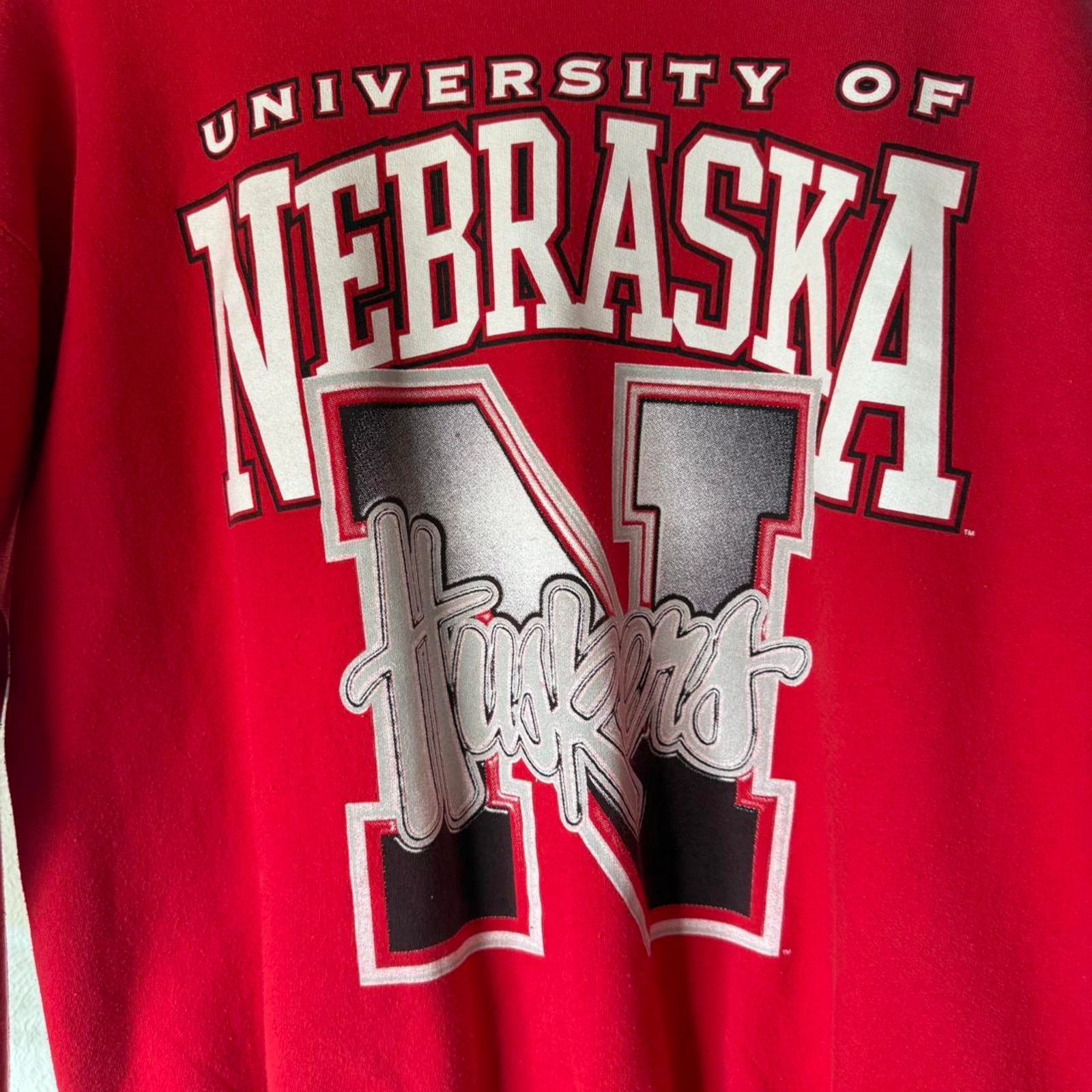 Vintage Vintage 90s Nebraska Huskers Big N Football Crewneck Size US L / EU 52-54 / 3 - 5 Thumbnail