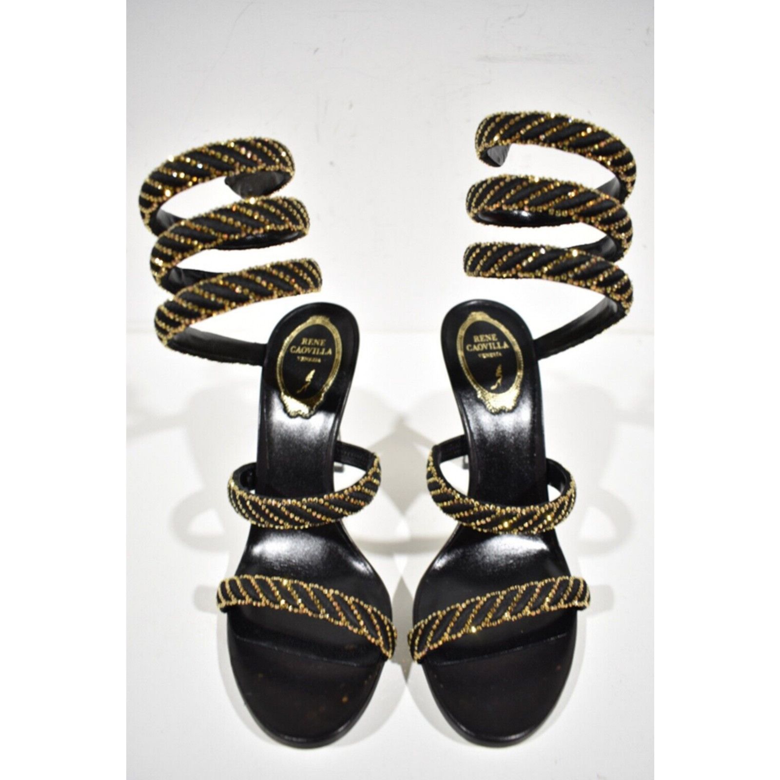 Rene Caovilla Cleo Sunshine Crystal Ankle Wrap Strap Sandal Heel Pump 37.5 Size US 7.5 / IT 37.5 - 7 Thumbnail