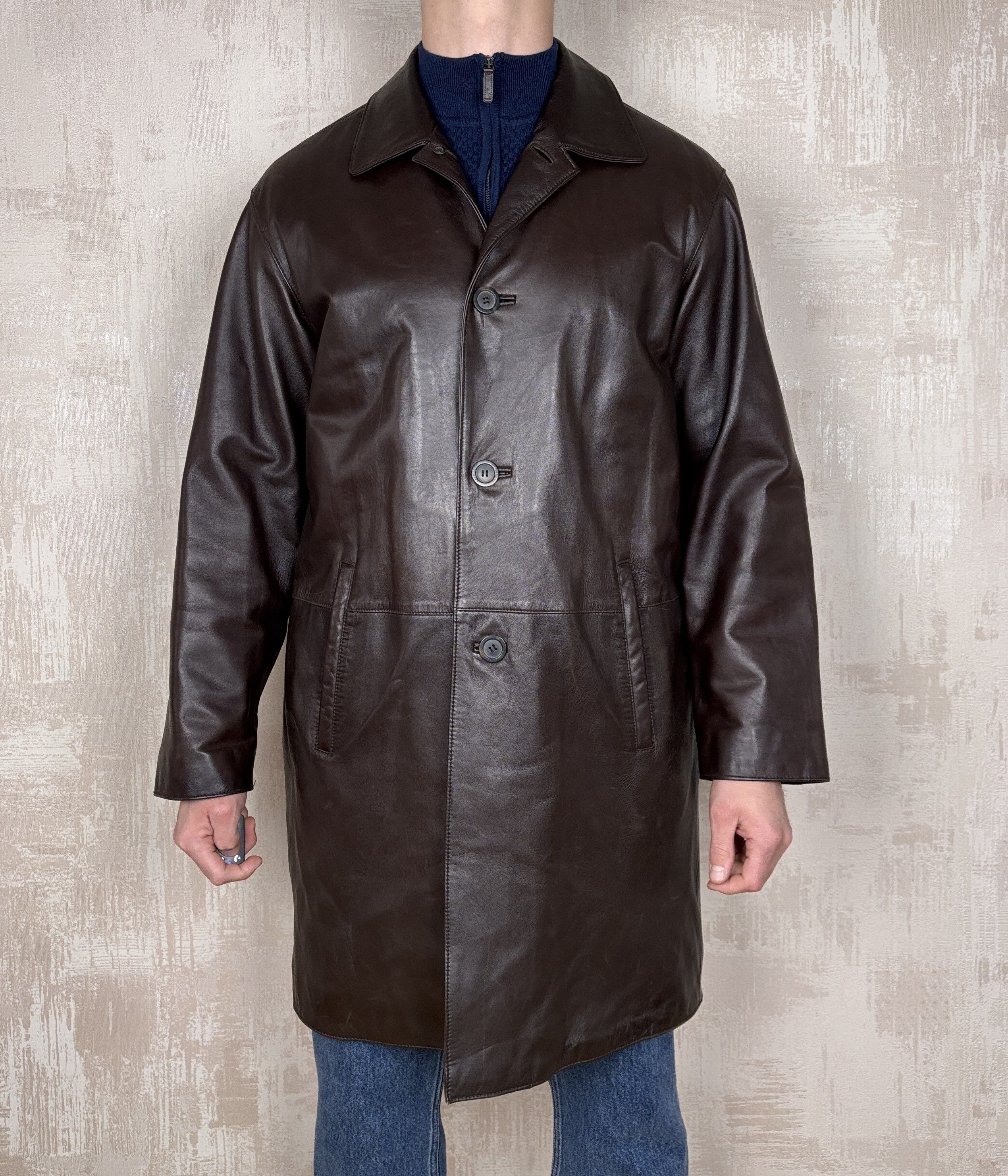 Strellson Strellson Vintage Leather Long Coat Jacket Size 50 Size US L / EU 52-54 / 3 - 1 Thumbnail