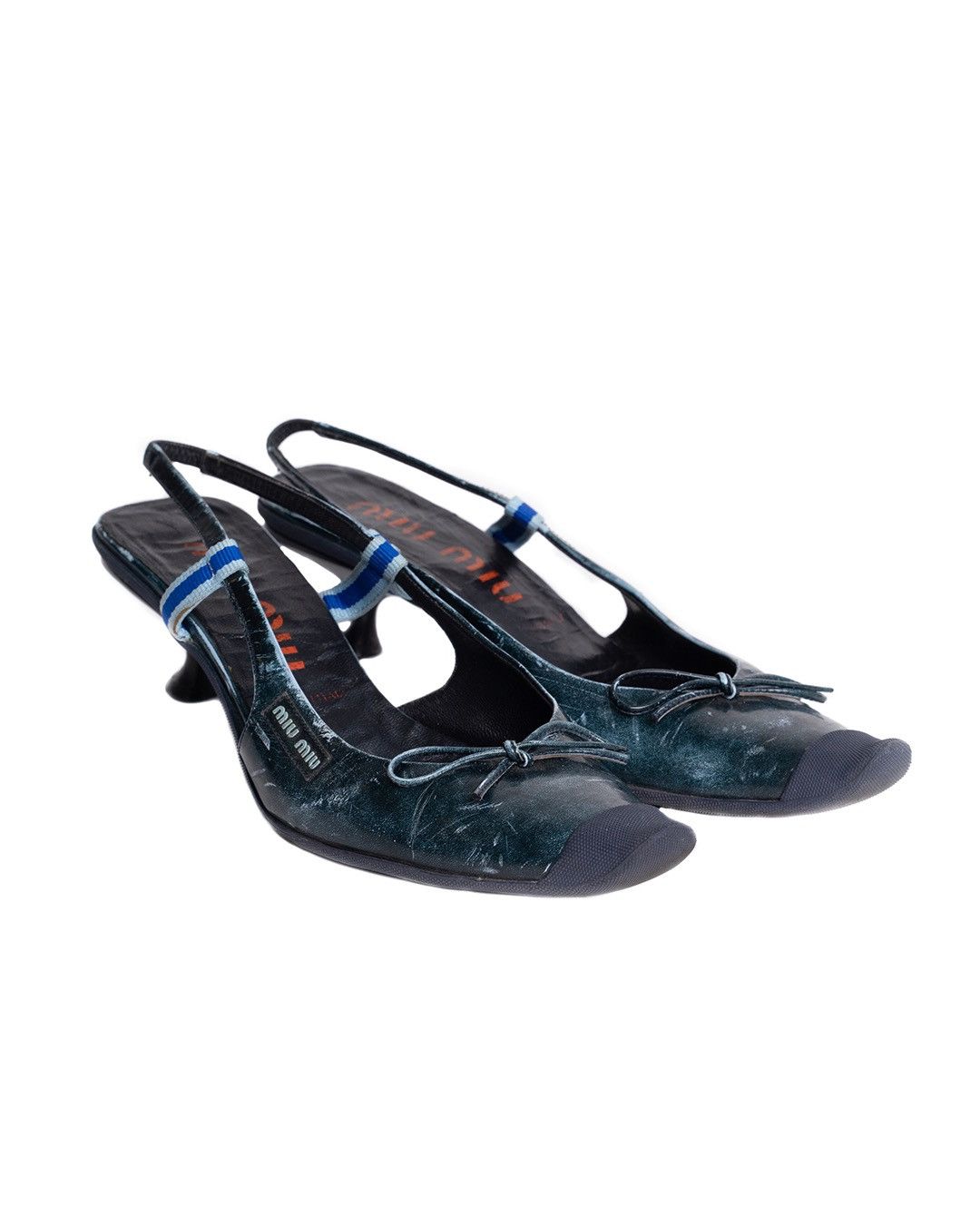 Miu Miu Miu Miu S/S2000 Leather Mules in Blue Size US 7 / IT 37 - 2 Thumbnail