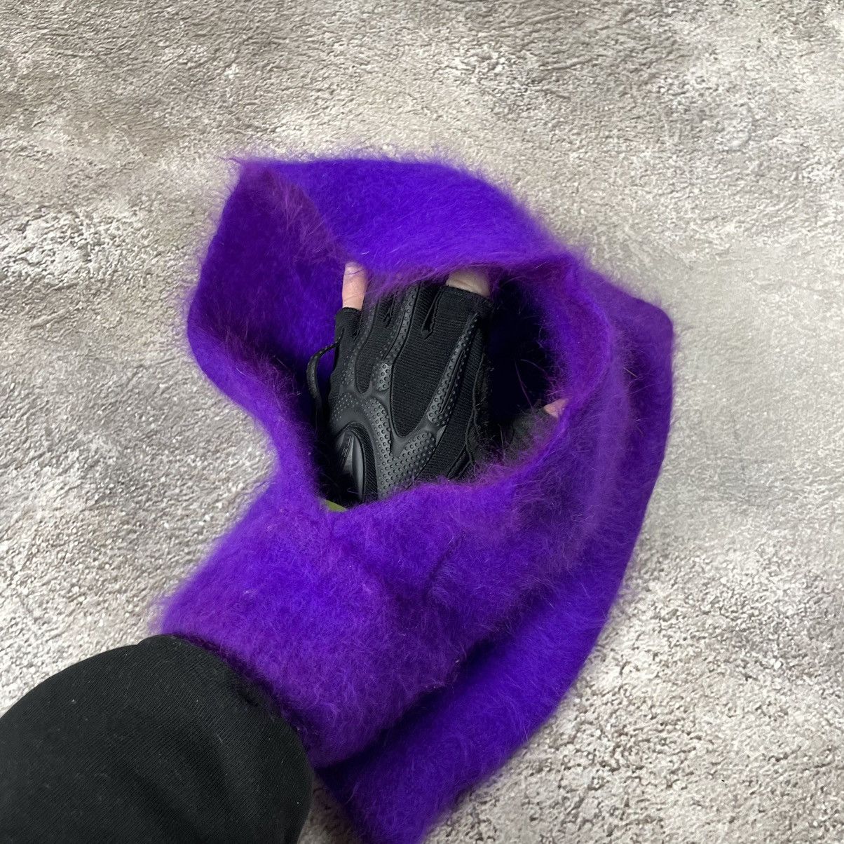 Vintage Vintage 90s Fuzzy Mohair Knit Beanie Purple Goth Alt Boxy OS Size ONE SIZE - 4 Thumbnail